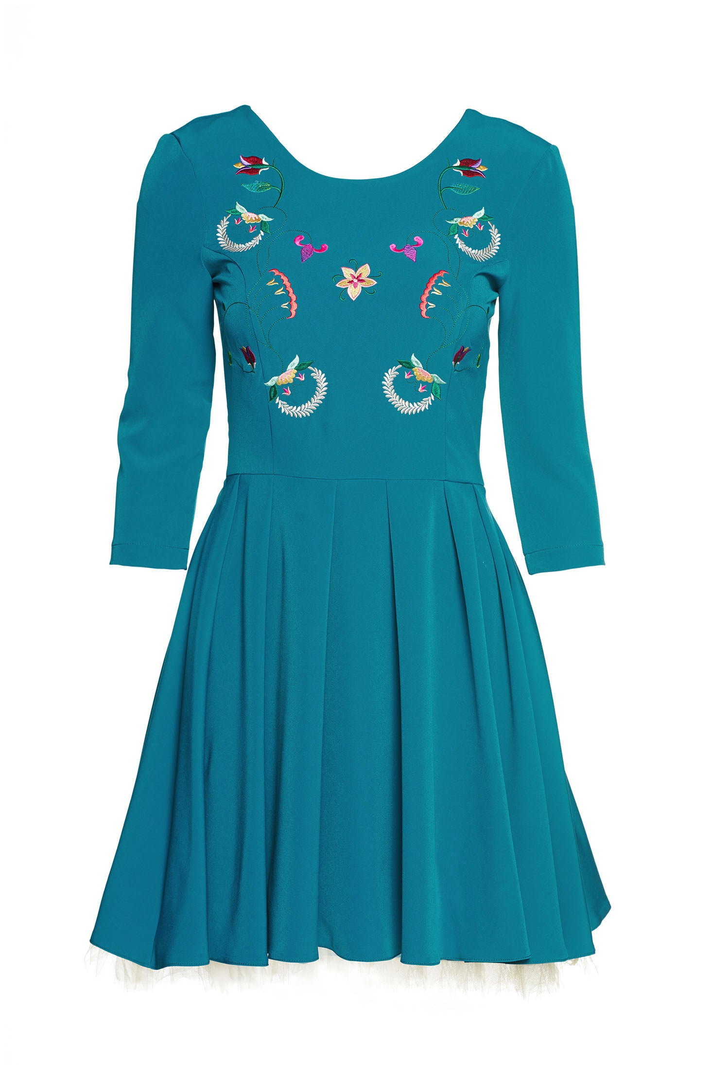 Theo Rose Girly Turquoise Embroidered Dress