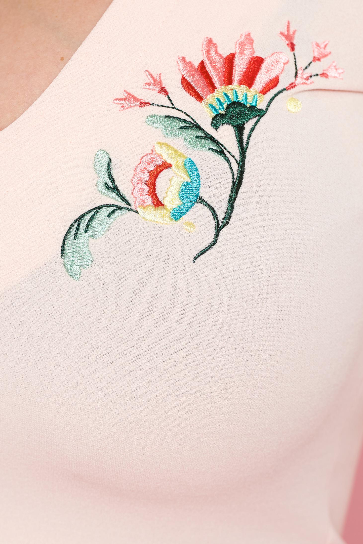 Rosa embroidered women`s blouse with a cleavage bell sleeves