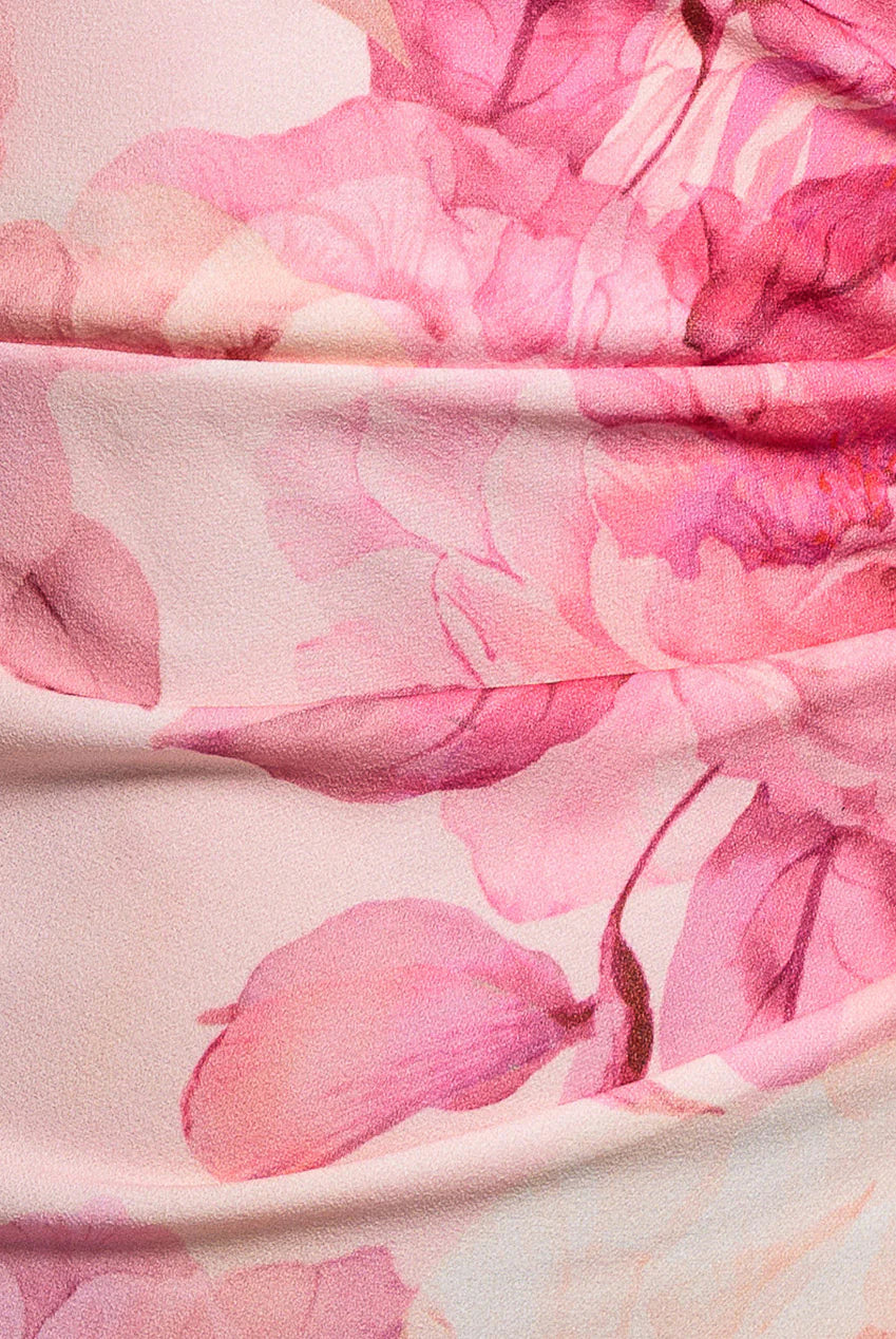 Pink Floral Maxi Dress – Elegant Bardot Off Shoulder Evening Dress