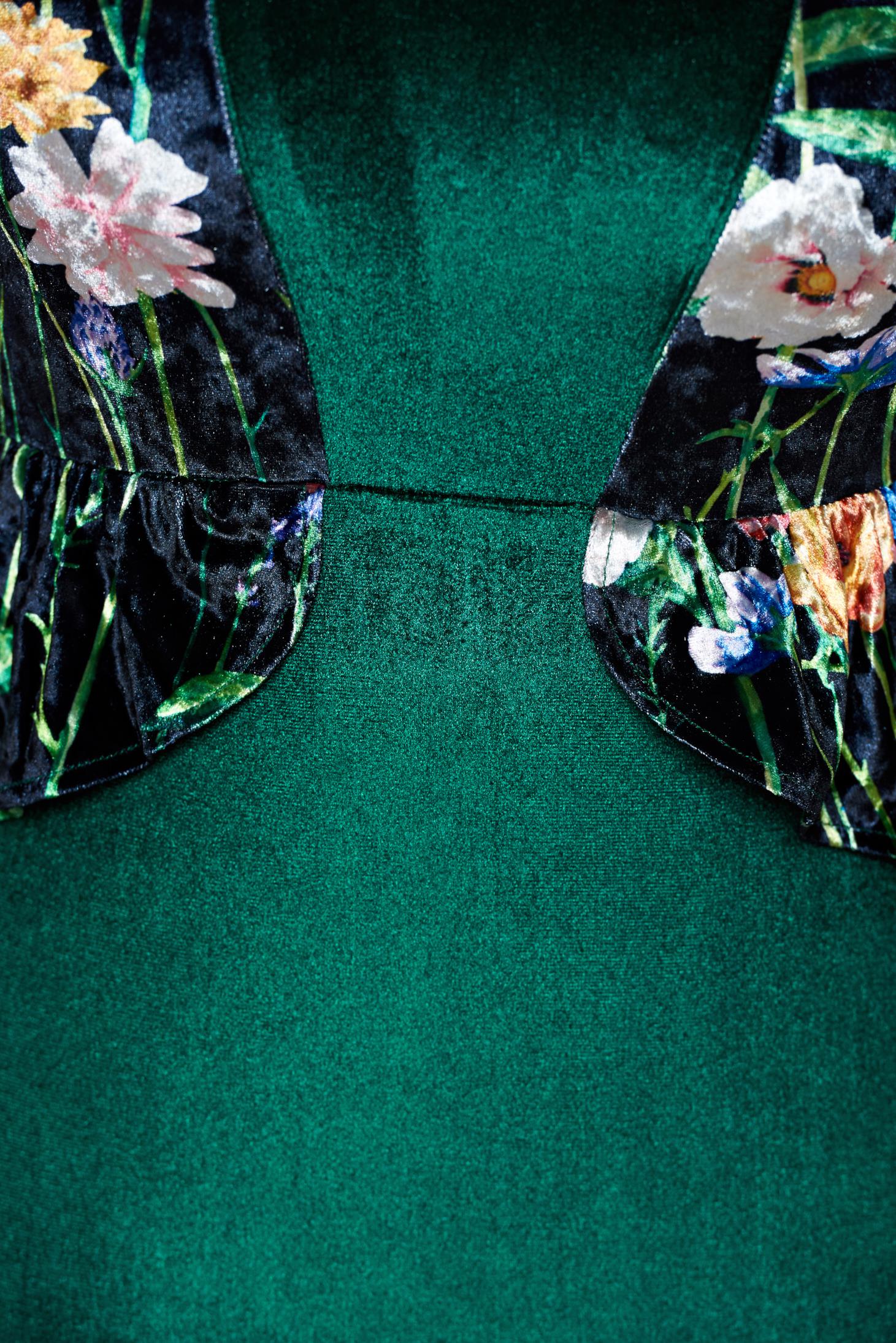 Green Occasional Frilled Velvet Dress