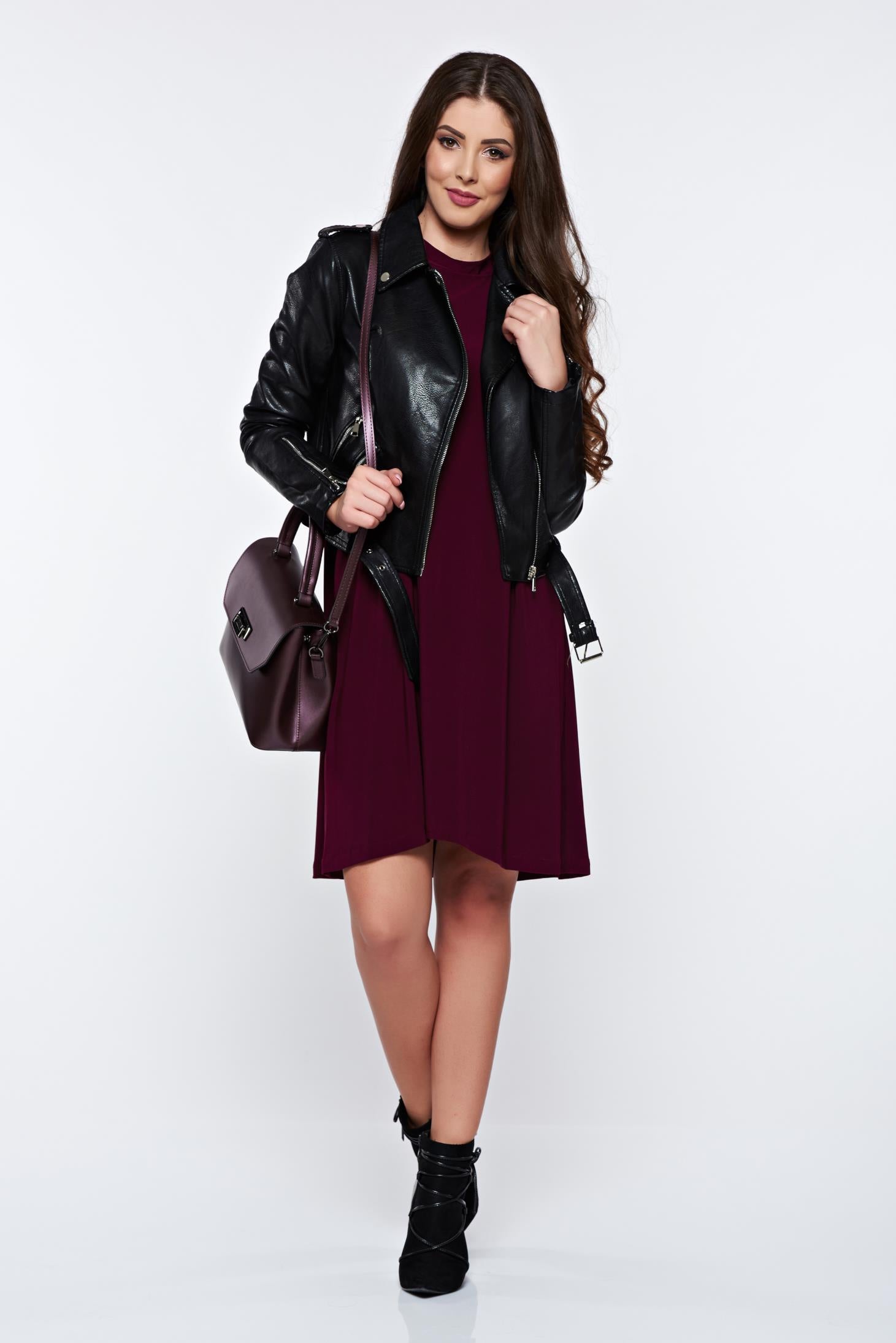 Purple Dress Casual Flared Airy Fabric Asymmetrical