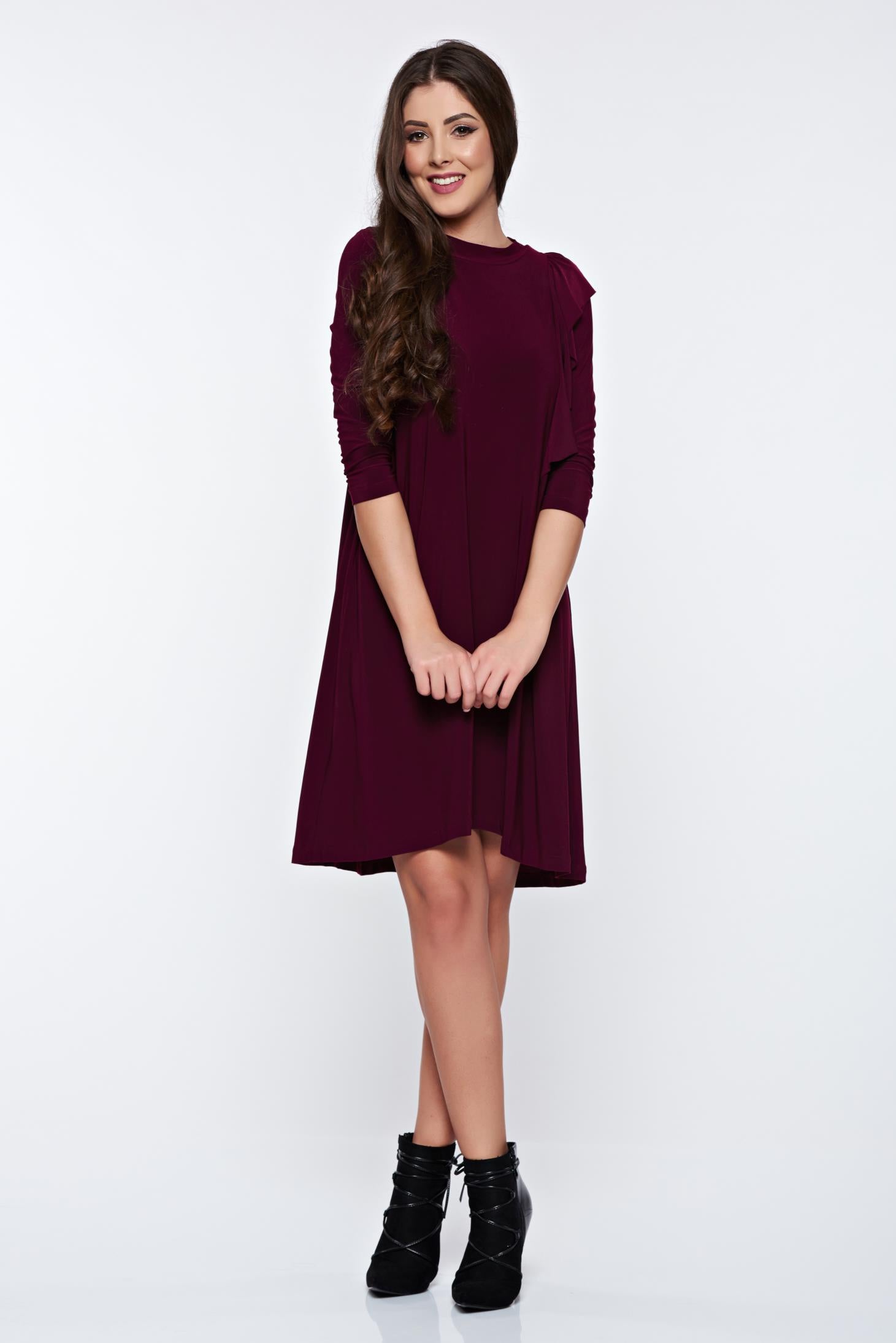 Purple Dress Casual Flared Airy Fabric Asymmetrical