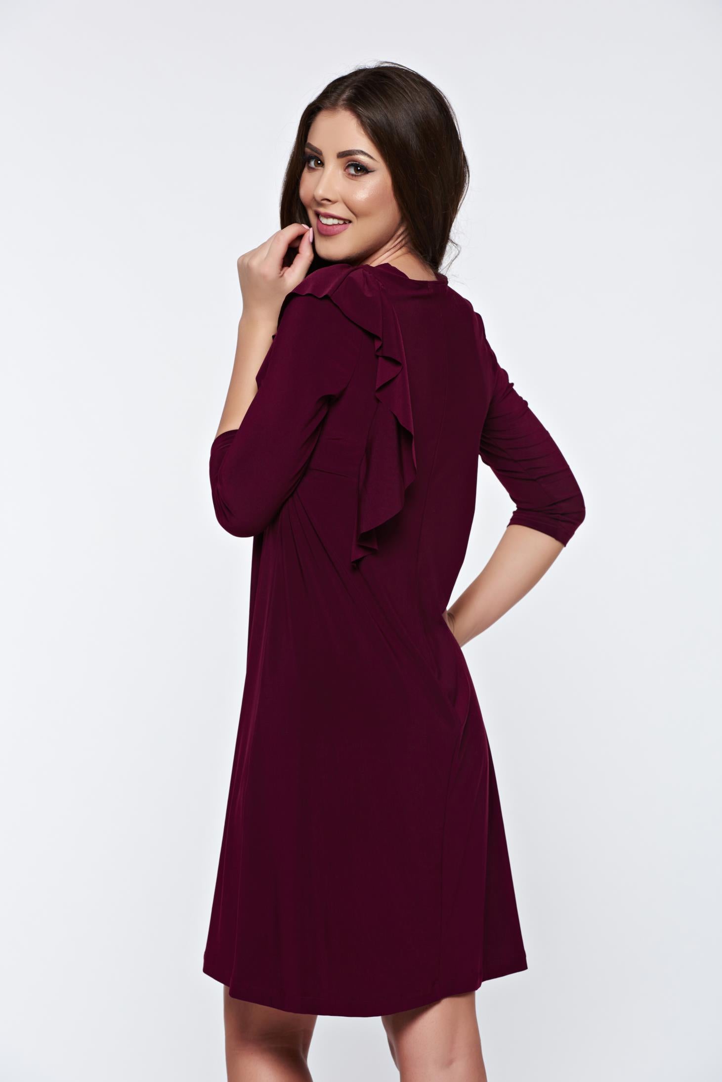 Purple Dress Casual Flared Airy Fabric Asymmetrical