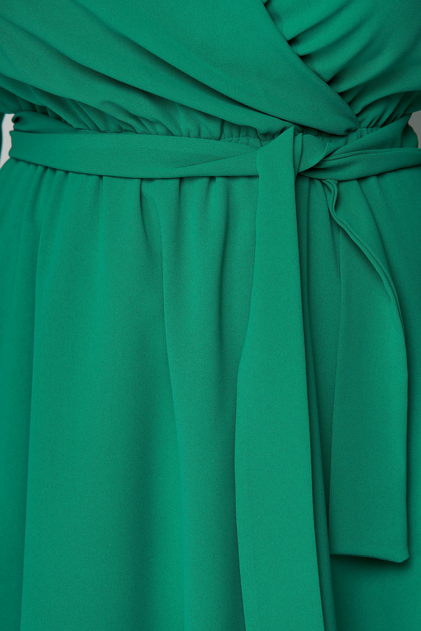 Green Dress Midi Cloche With Elastic Waist Wrap Over Front With Inside Lining