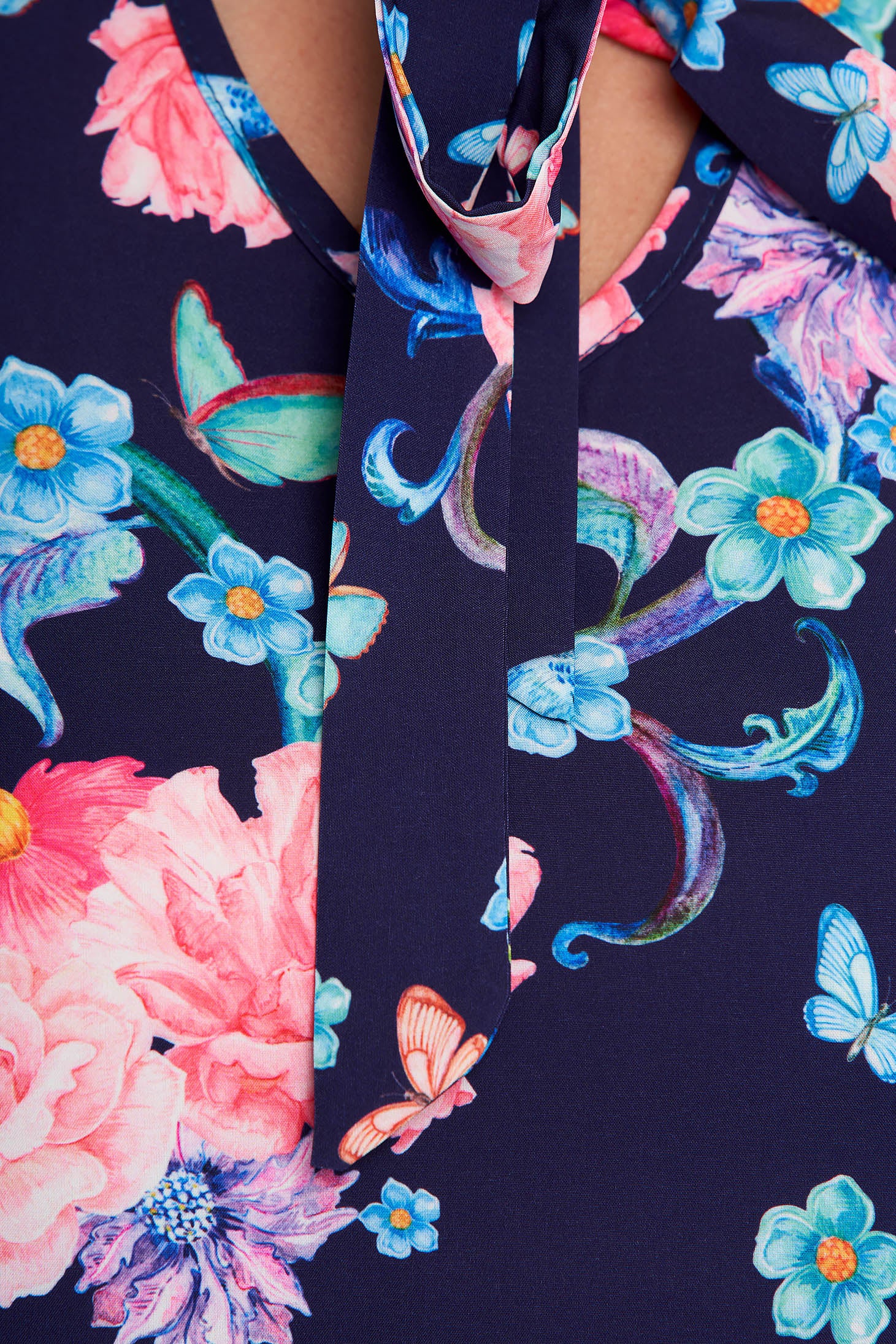 Women`s Blouse With Floral Print Thin Fabric