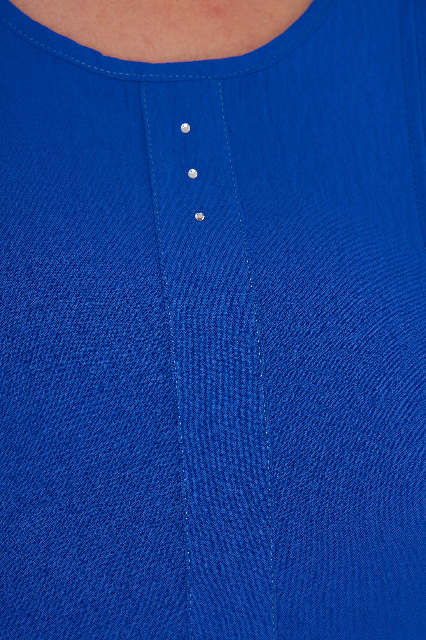 Blue Dress Midi Cloche Wrinkled Material Short Sleeves