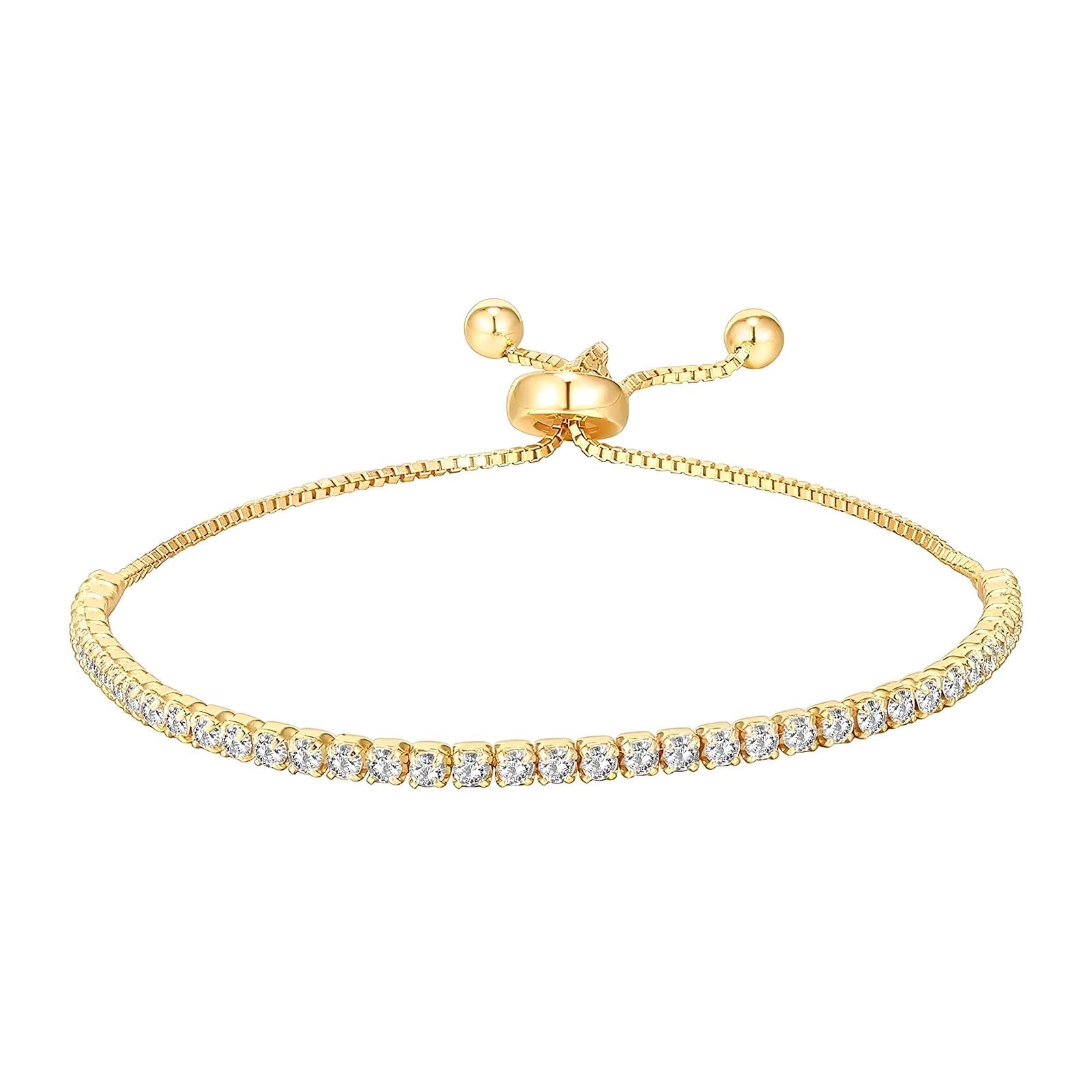 18K gullhúðað tennisarmband úr ryðfríu stáli