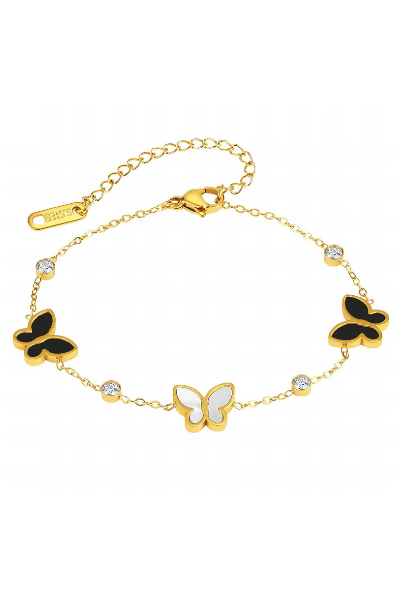 18K gullhúðað ryðfrítt stál fiðrildararmband