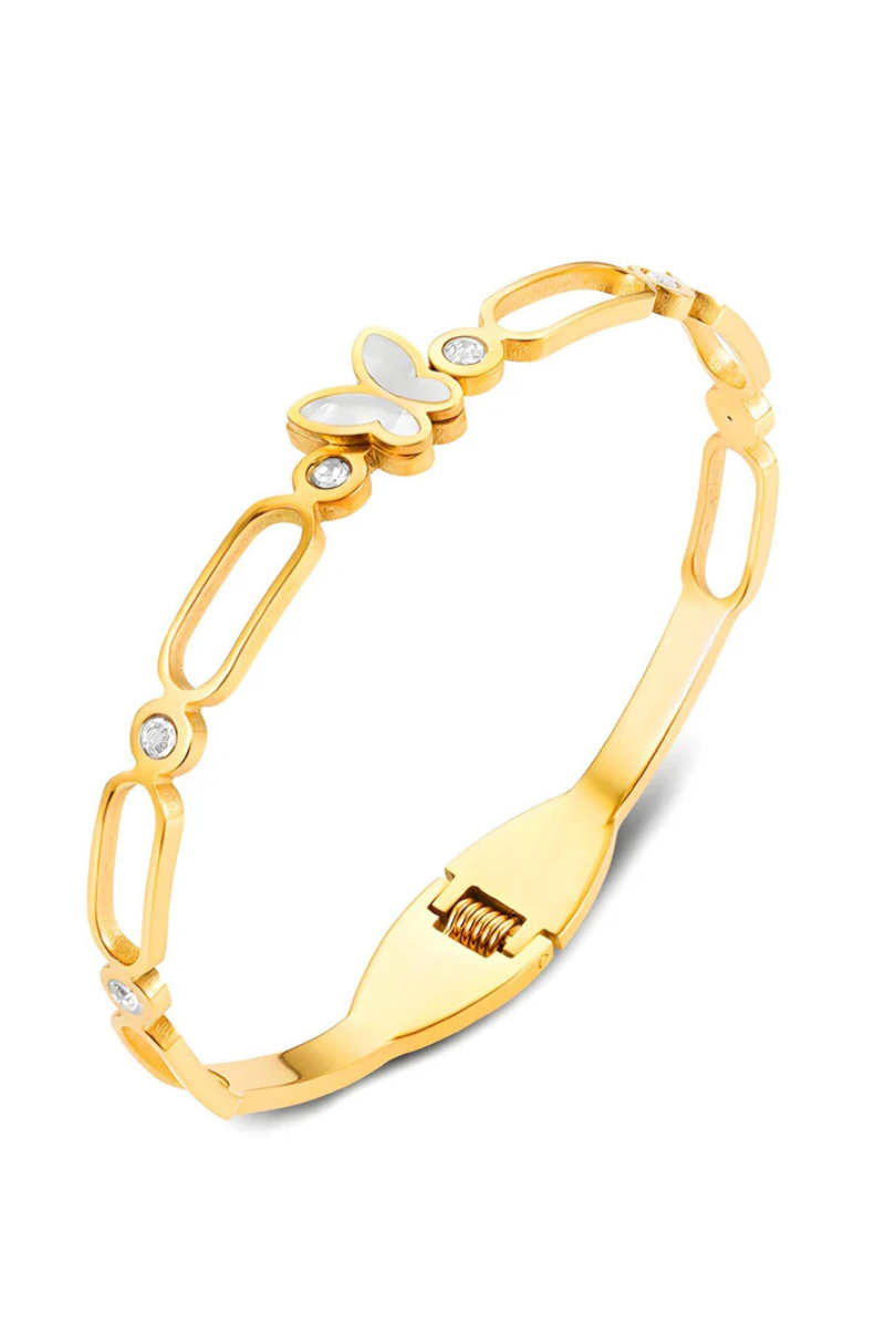 18K gullhúðað ryðfrítt stál fiðrildararmband