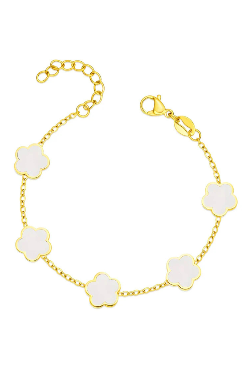 18K gullhúðað ryðfrítt stál blómaengjararmband