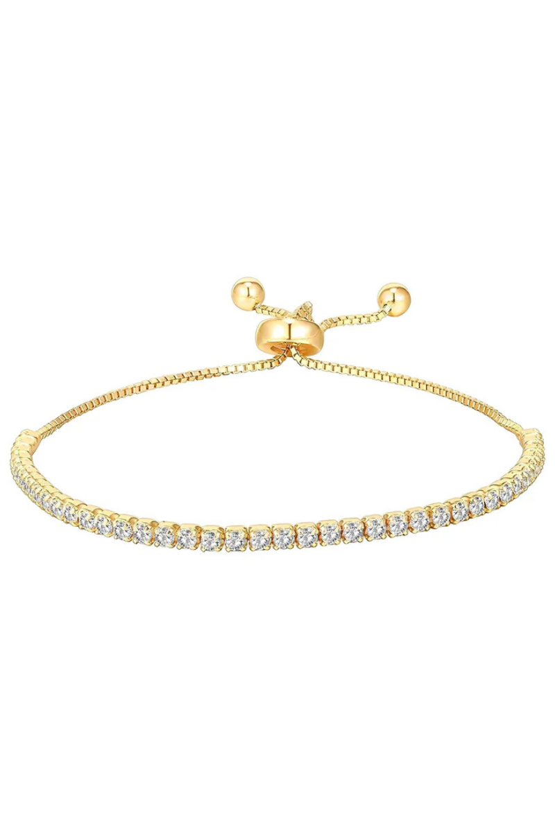 18K gullhúðað tennisarmband úr ryðfríu stáli