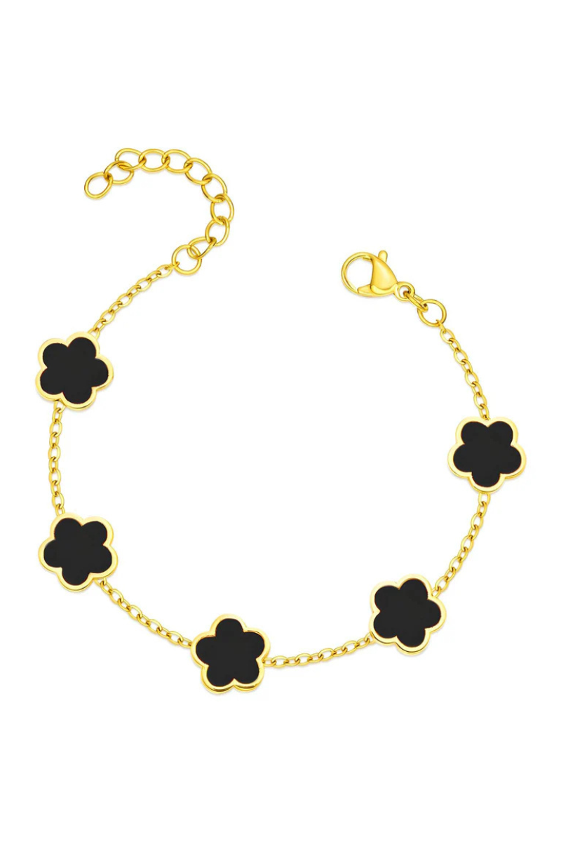 18K gullhúðað ryðfrítt stál blómaengjararmband