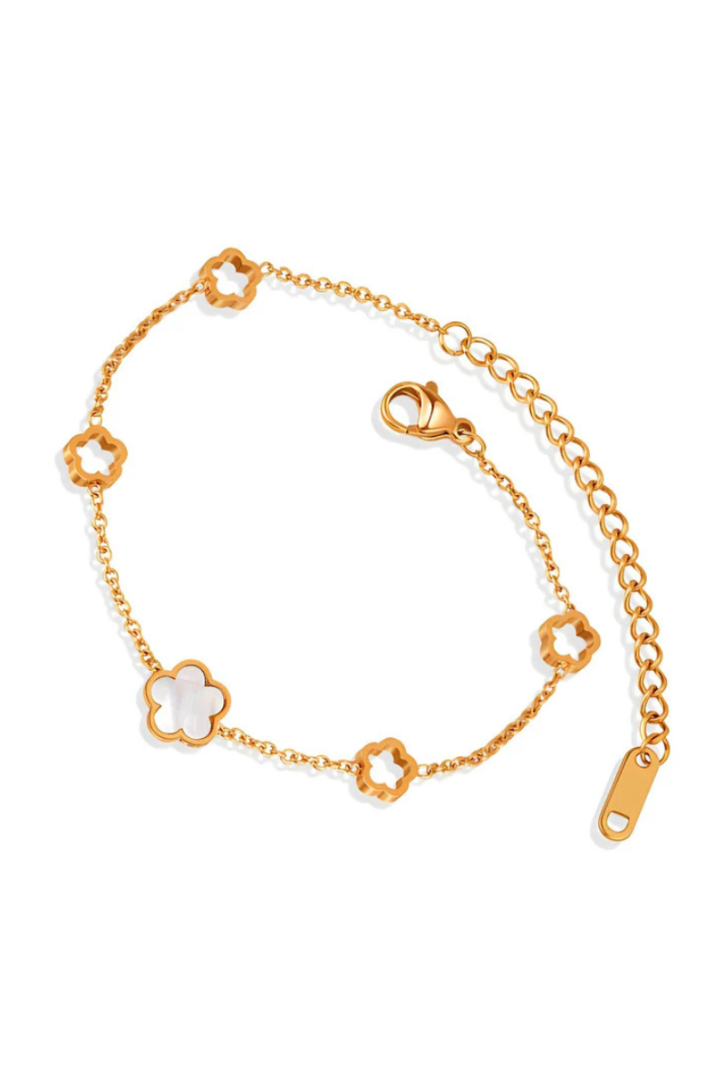 18K gullhúðað ryðfrítt stál blómaengjararmband