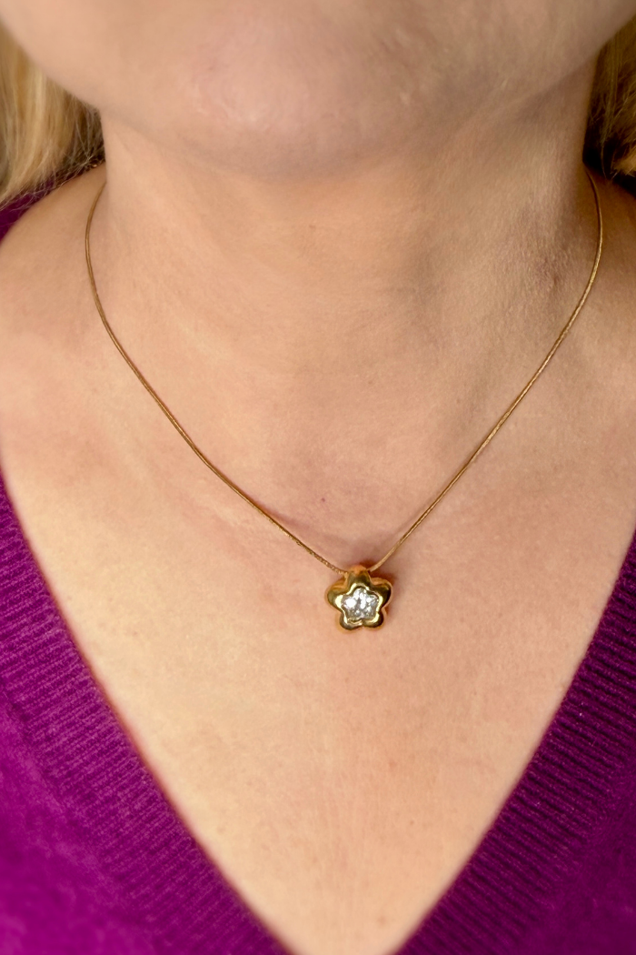 Dreamy Floral Zircon Pendant Necklace