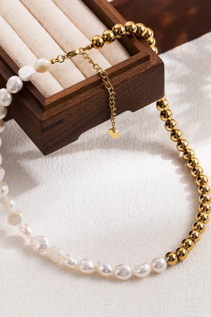 Simple 18K Gold Plated Pearl Necklace