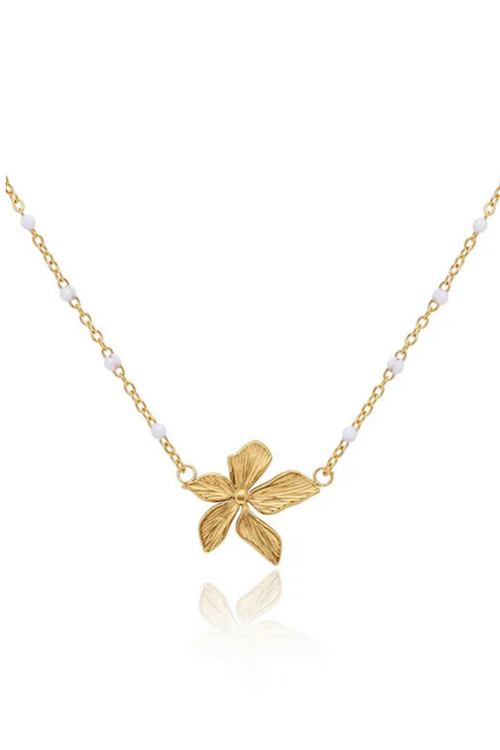 18K Gold PVD Flower Pendant Necklace