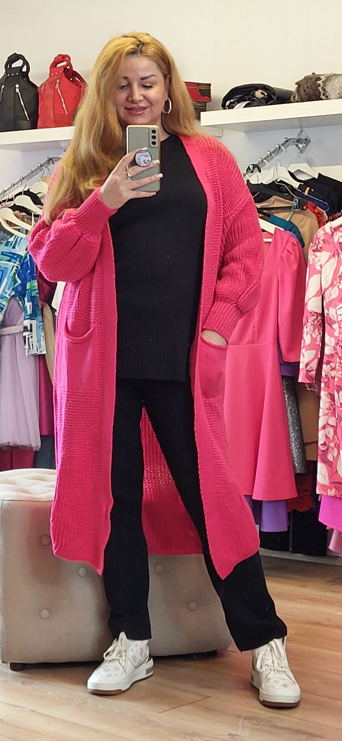 Kaðlaprjónuð maxi peysa