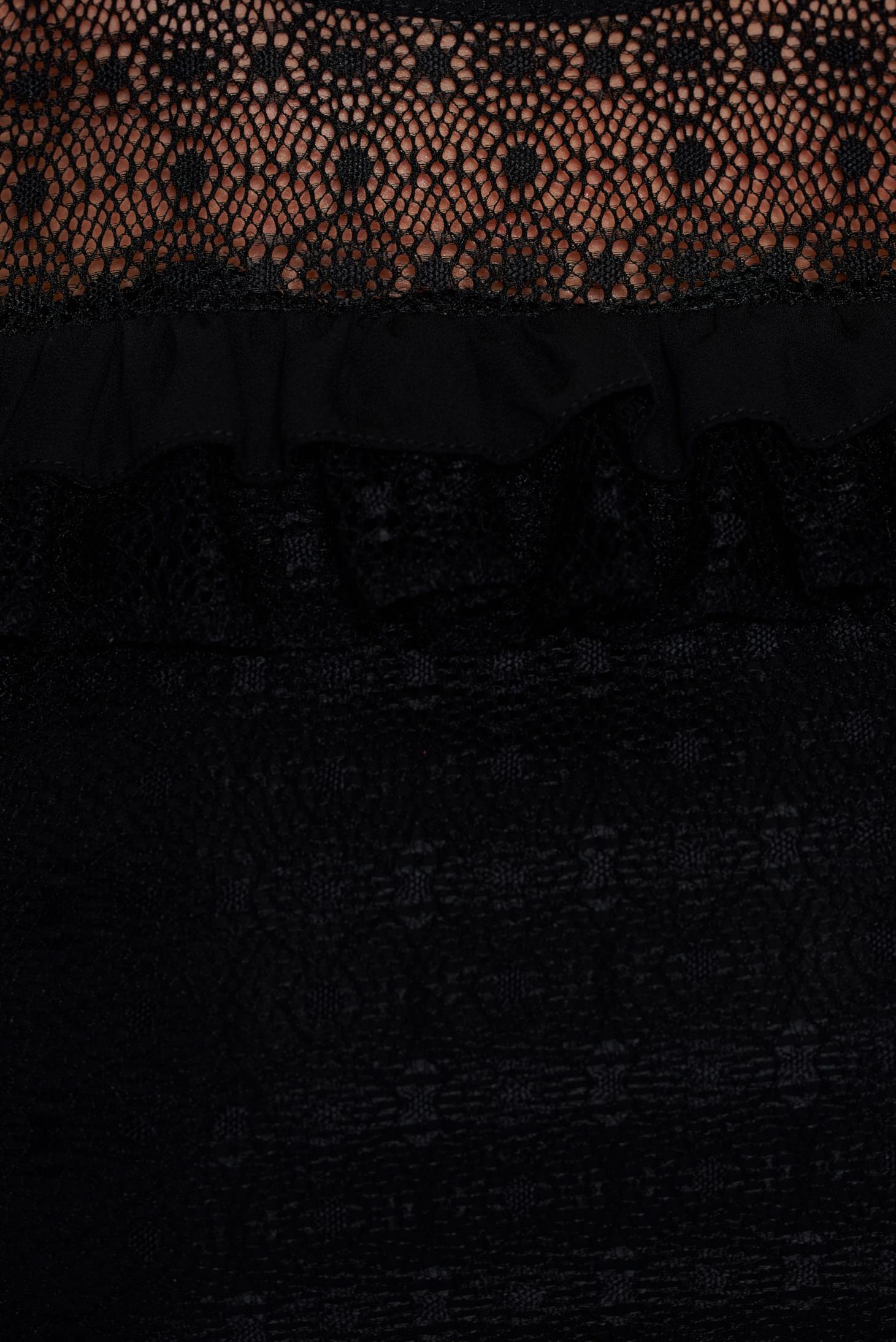 Black Elegant Laced Dress With Ruffle Details