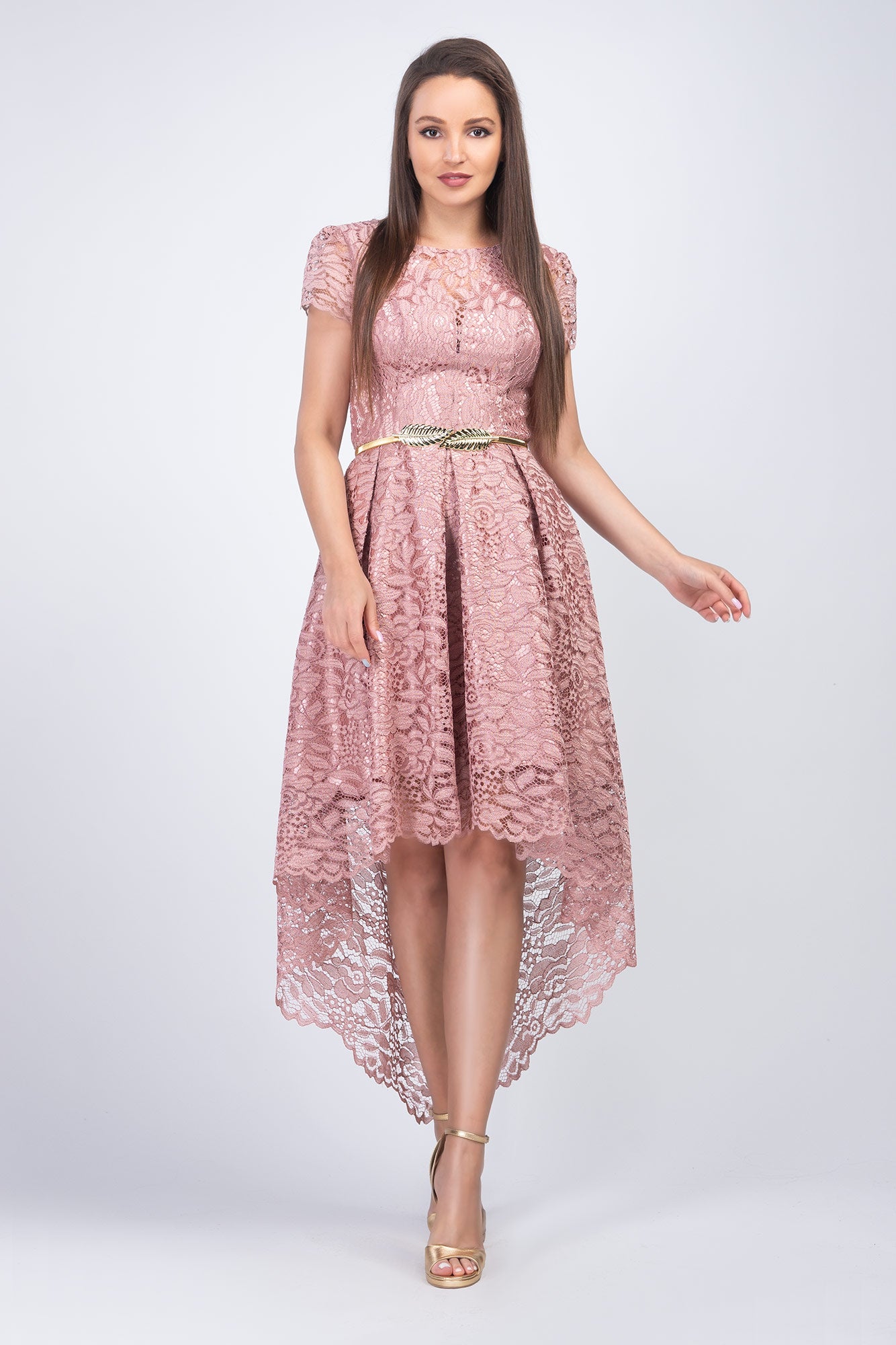 Princess Dress With Old Pink Colour And Accessory Belt