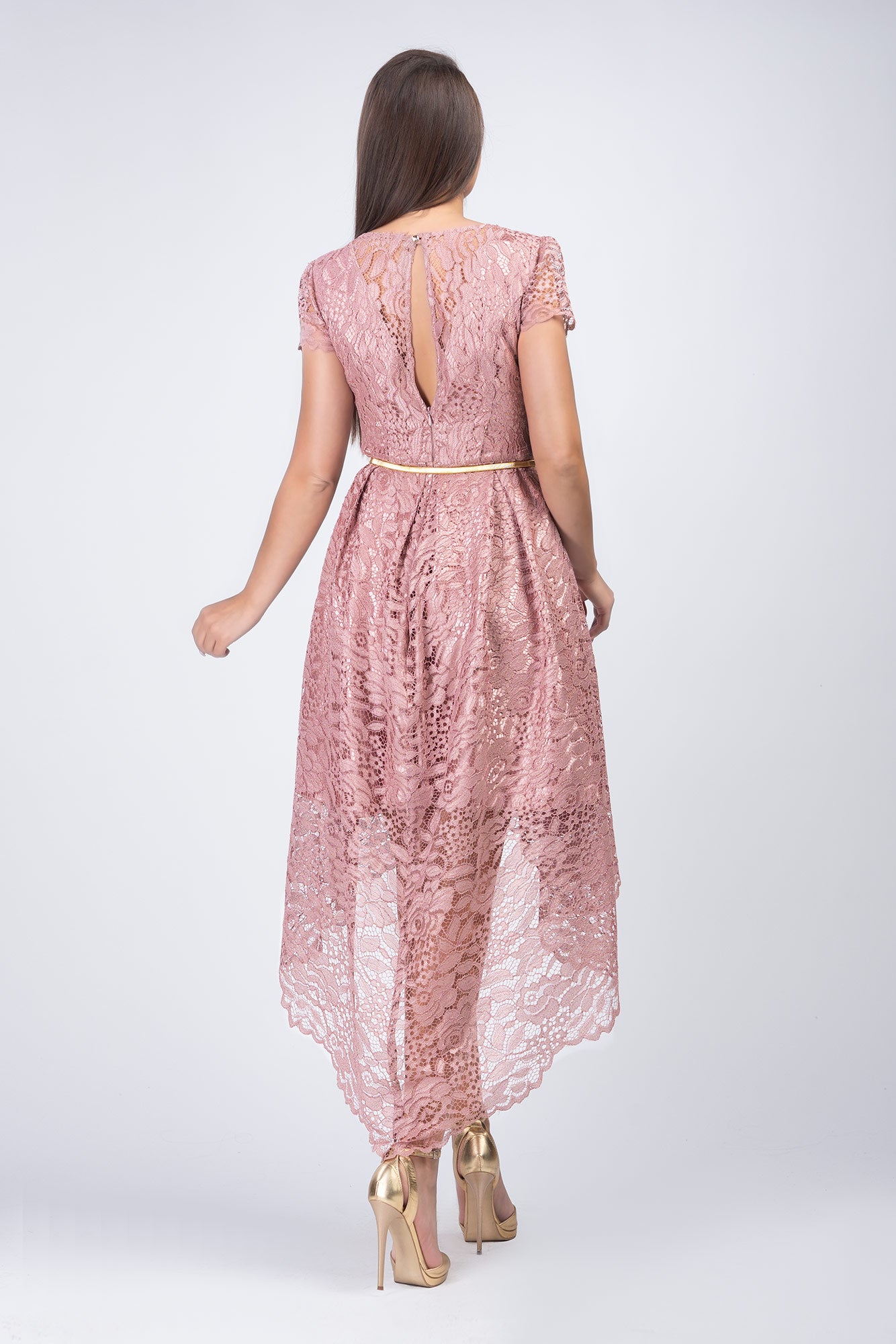 Princess Dress With Old Pink Colour And Accessory Belt