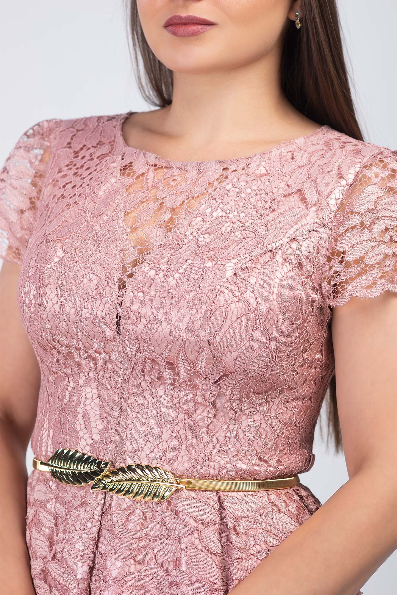 Princess Dress With Old Pink Colour And Accessory Belt