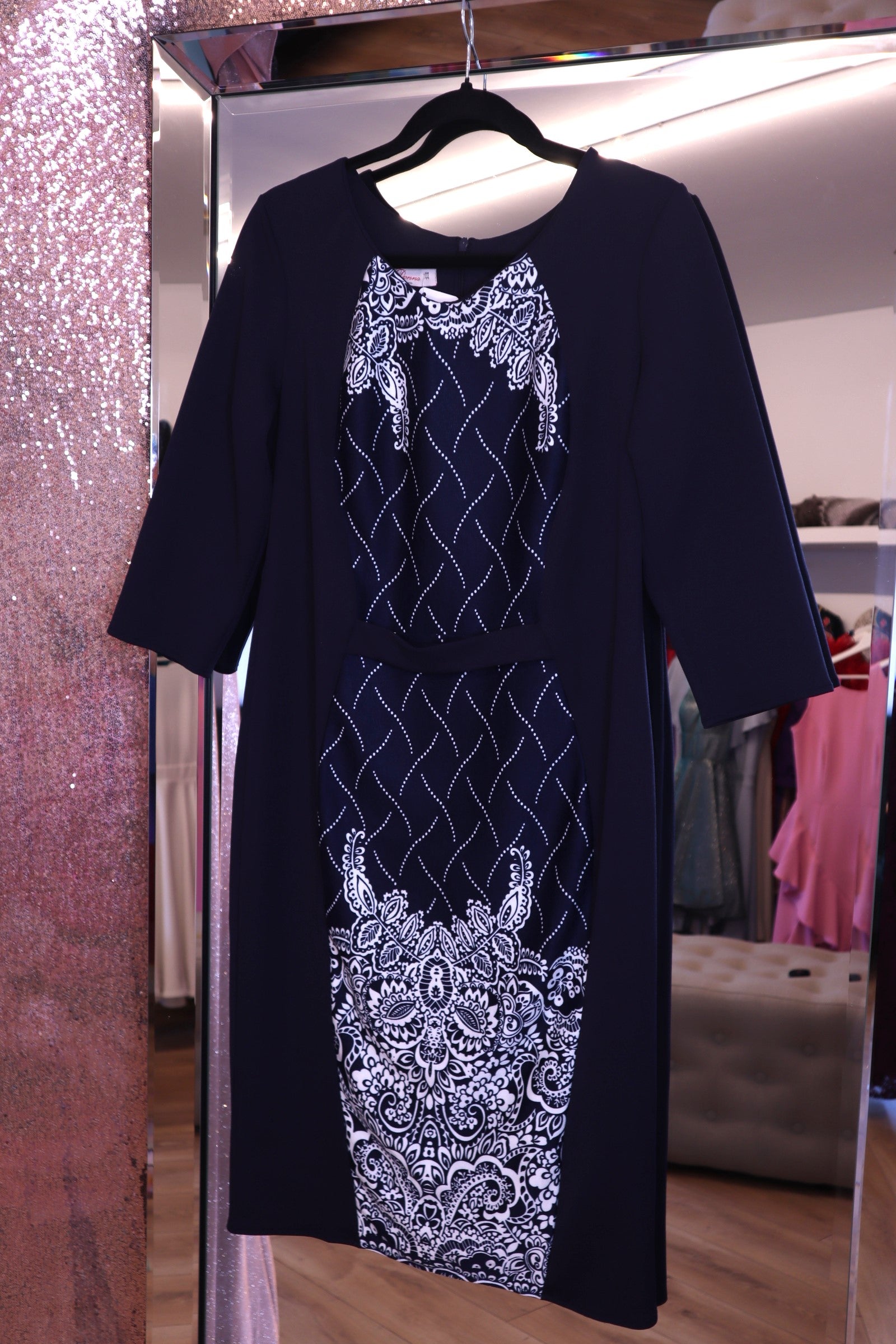 Dark Blue Printed Dress Extremely Comfortable