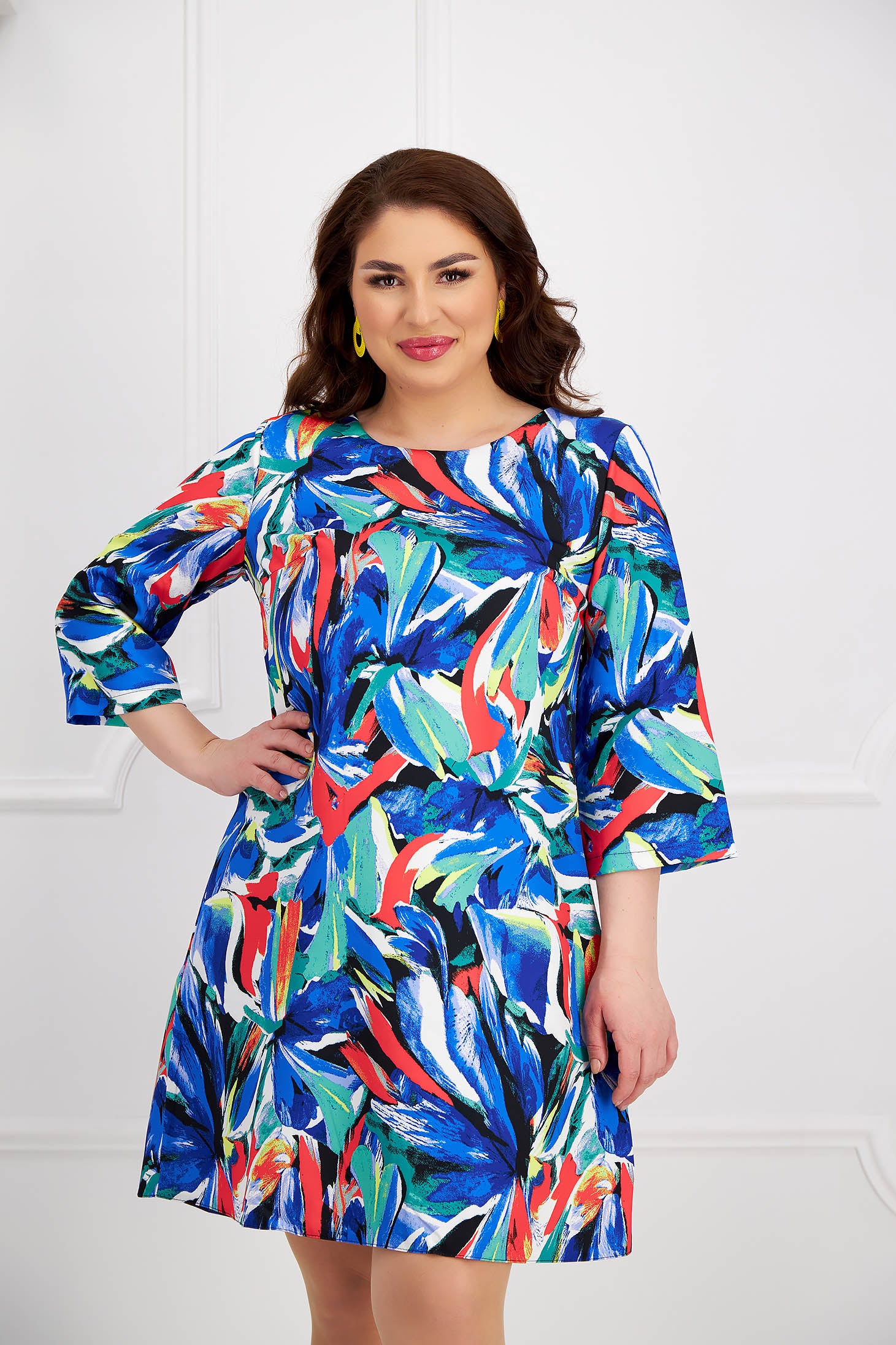 Dress Slightly Elastic Fabric With Print Details Loose Fit