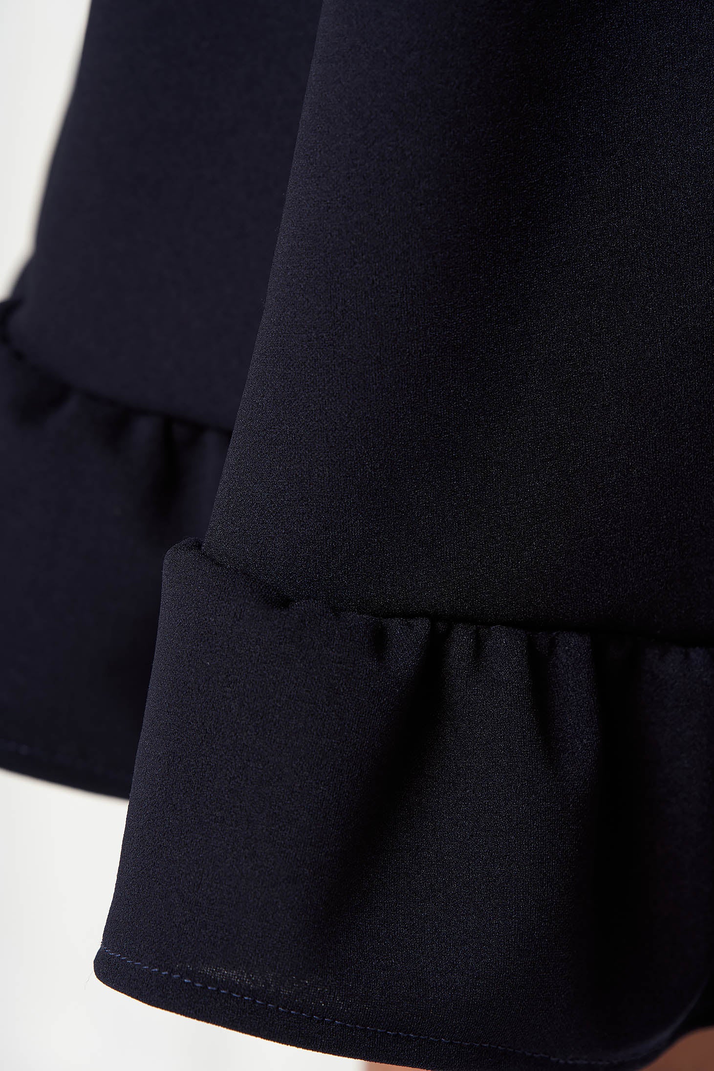 Dark Blue Dress Crepe Midi Cloche Cowl Neckline