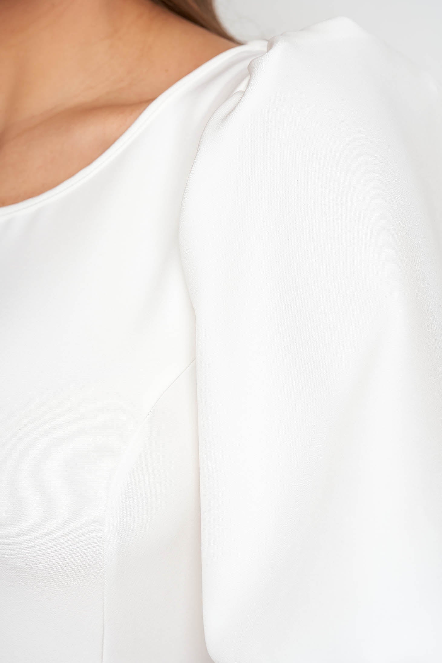 Ivory Dress Midi Cloche Elastic Cloth V Back Neckline