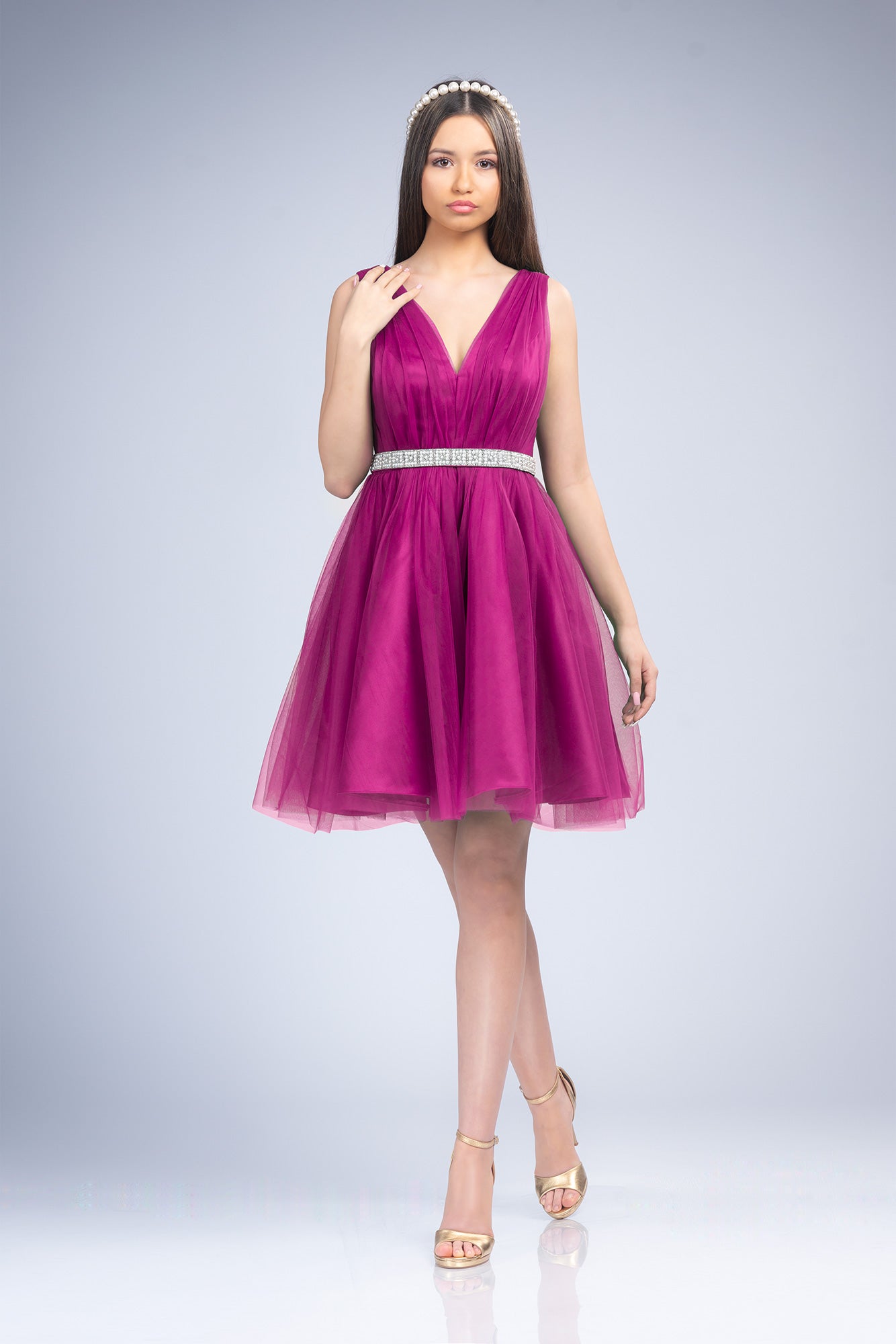 Fuchsia Dress Cloche Made Of Taffeta And Tulle