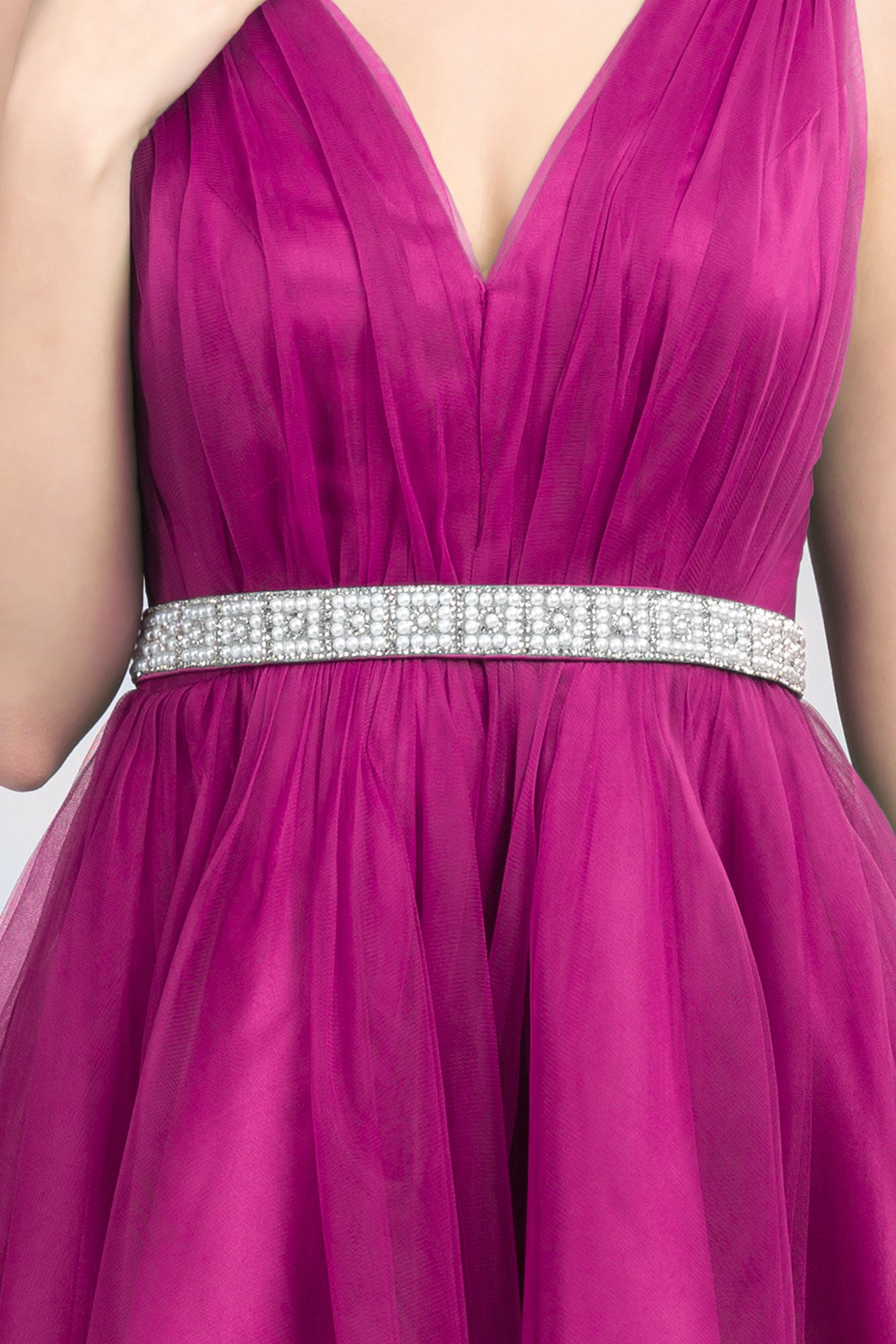 Fuchsia Dress Cloche Made Of Taffeta And Tulle