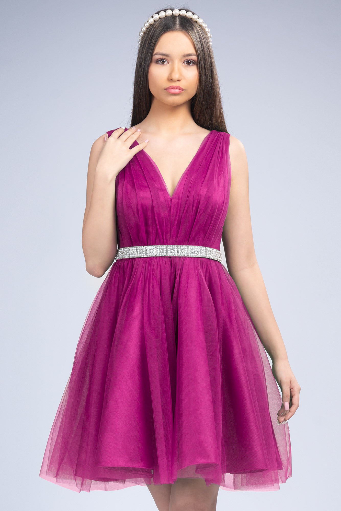 Fuchsia Dress Cloche Made Of Taffeta And Tulle