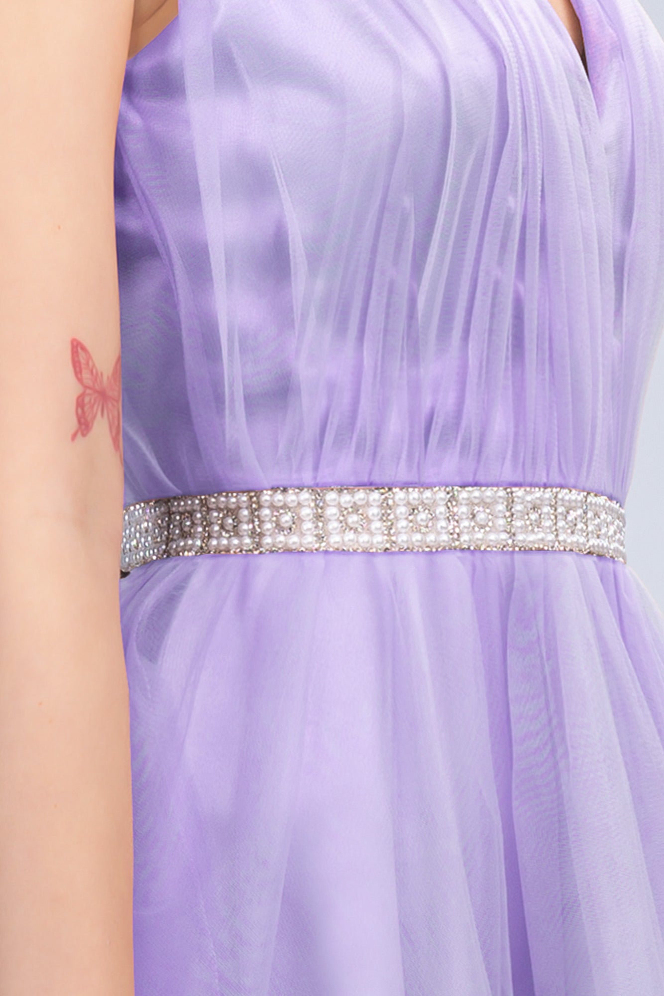 Lilac Dress Cloche Made Of Taffeta And Tulle