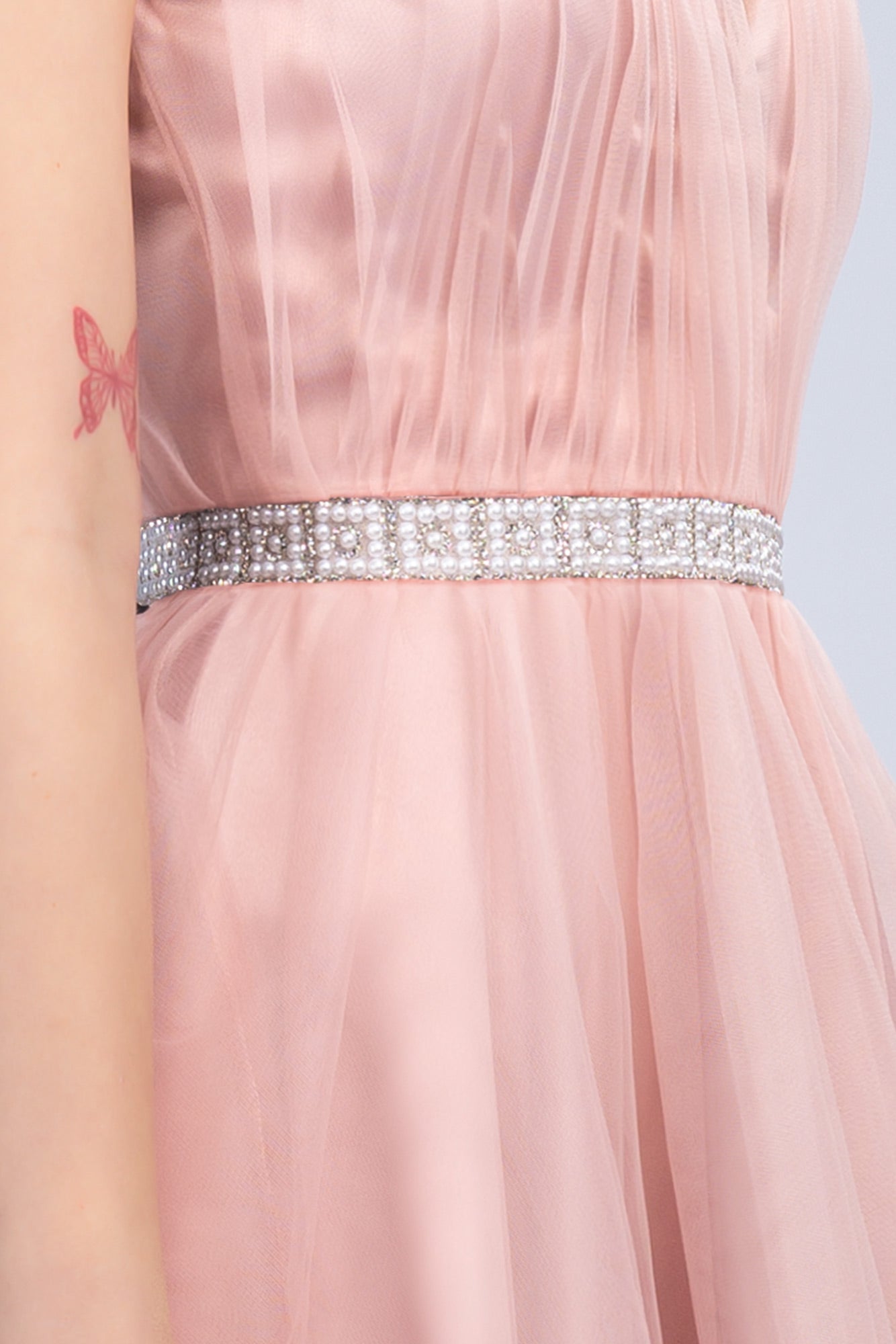 Peach Dress Cloche Made Of Taffeta And Tulle
