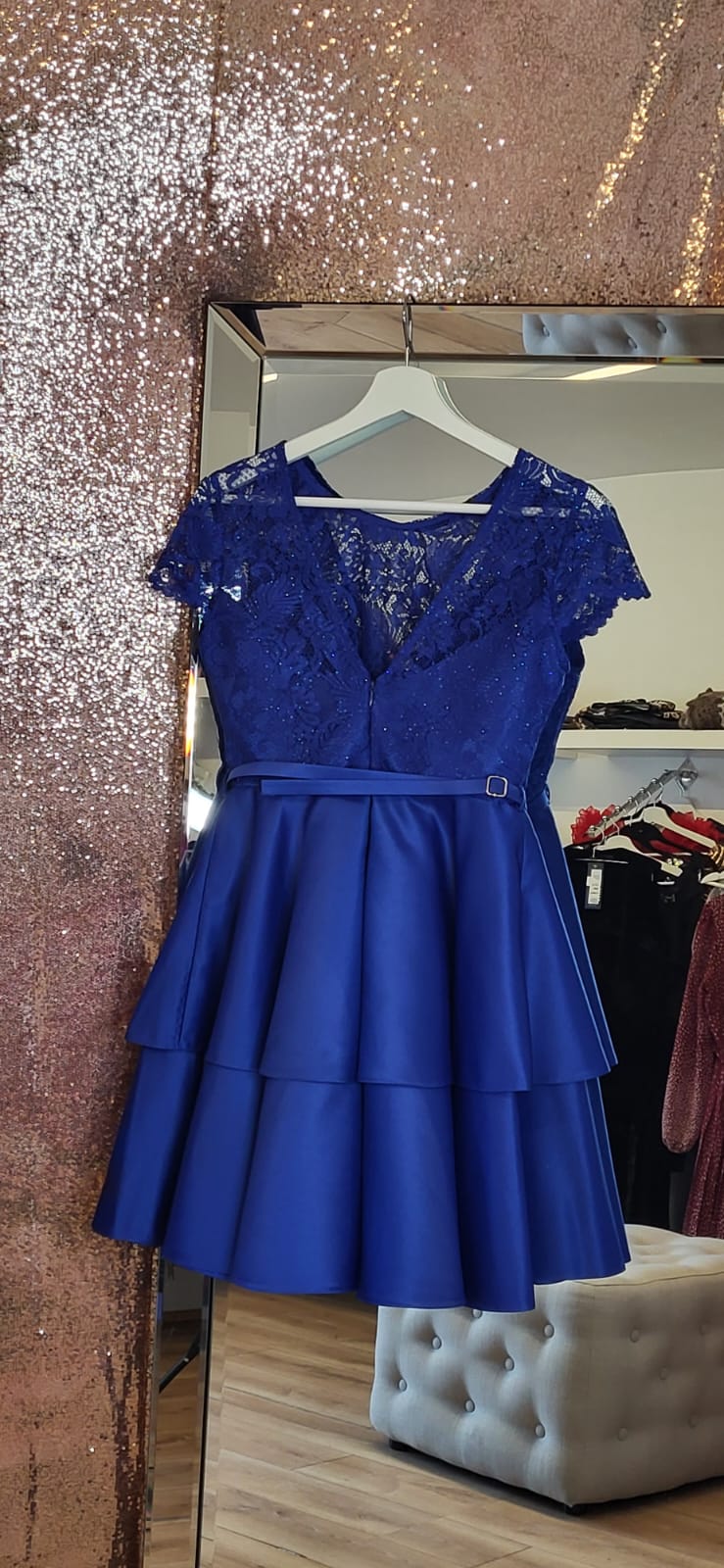 Blue Dress Occasional Lace And Taffeta
