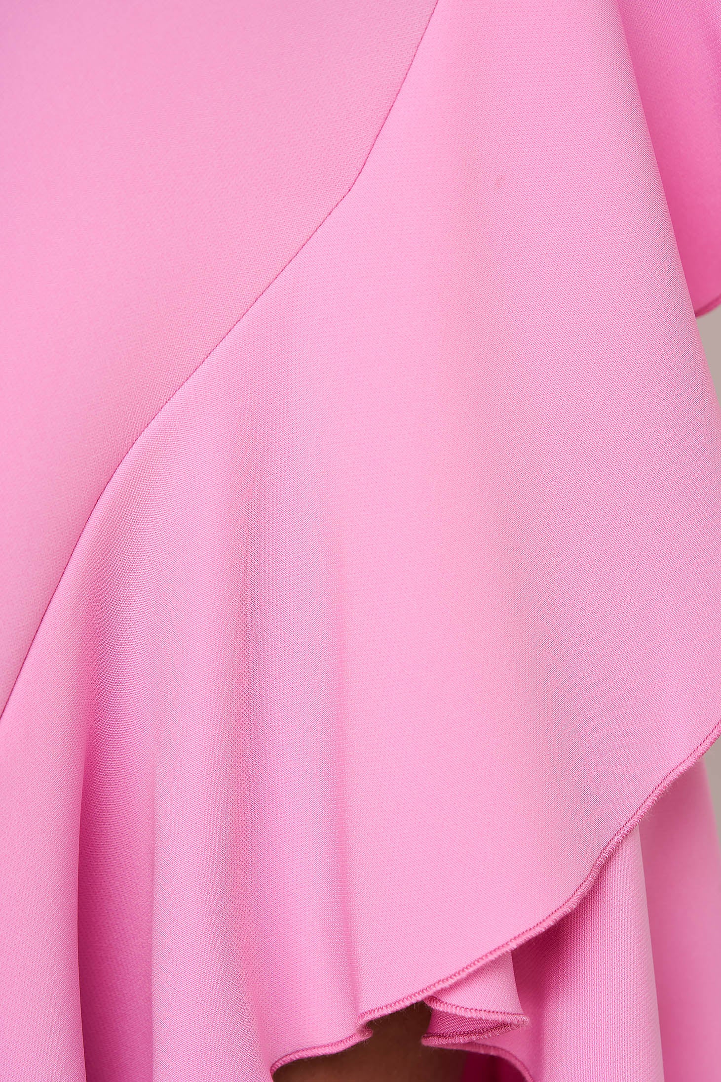 Pink Dress Elastic Cloth Asymmetrical Pencil With Ruffle Details