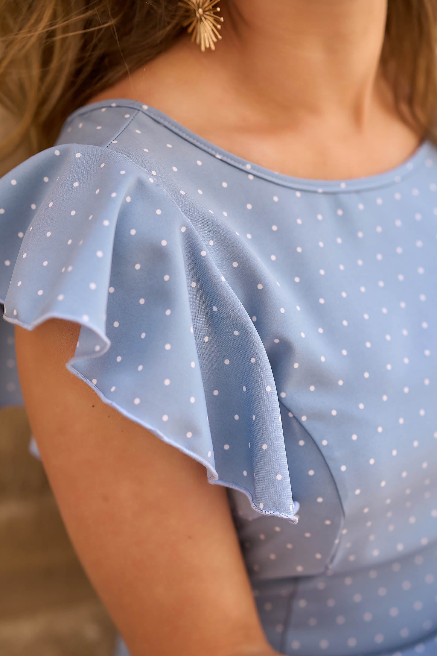 Dress Midi Cloche With Ruffle Details Asymmetrical Georgette