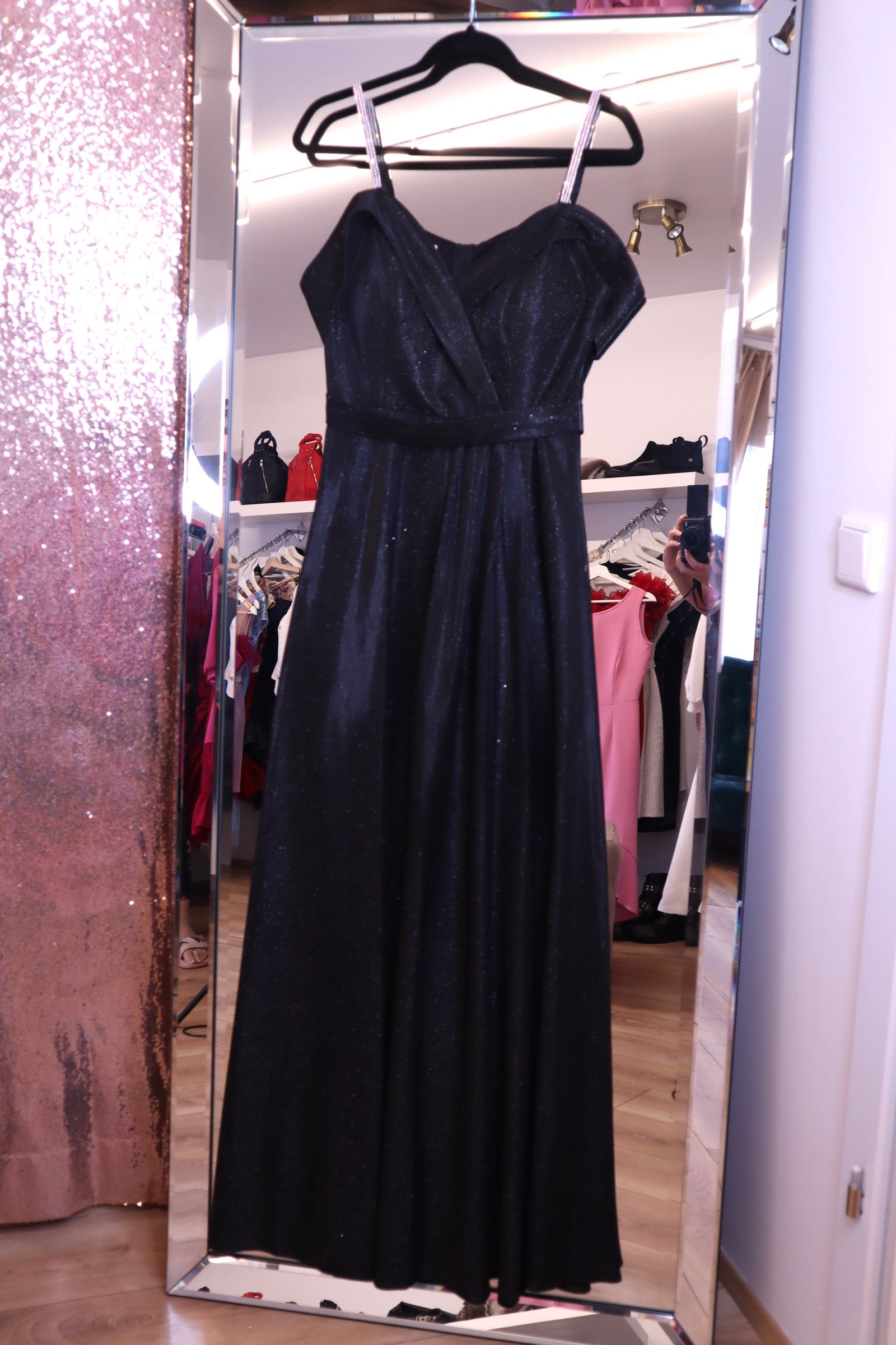Black Dress Long Lurex With Iridescence