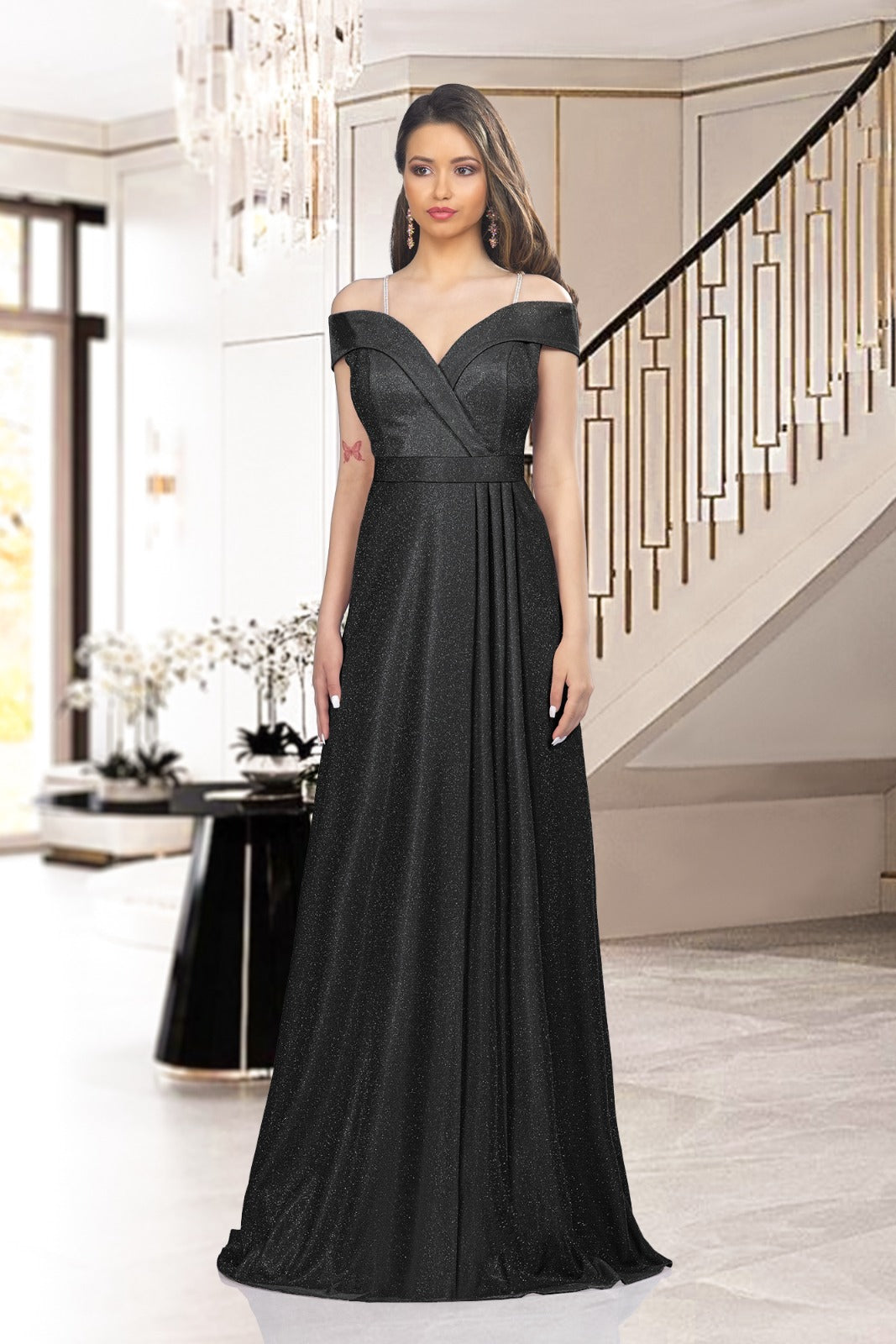 Black Dress Long Lurex With Iridescence