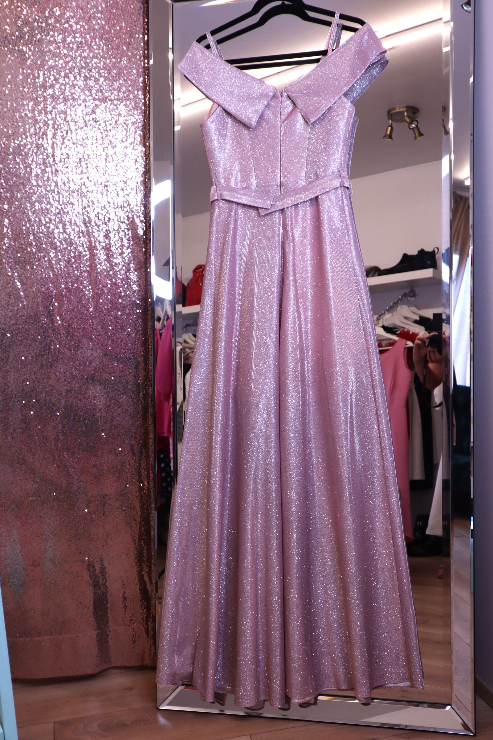 Pink Dress Long Lurex With Iridescence