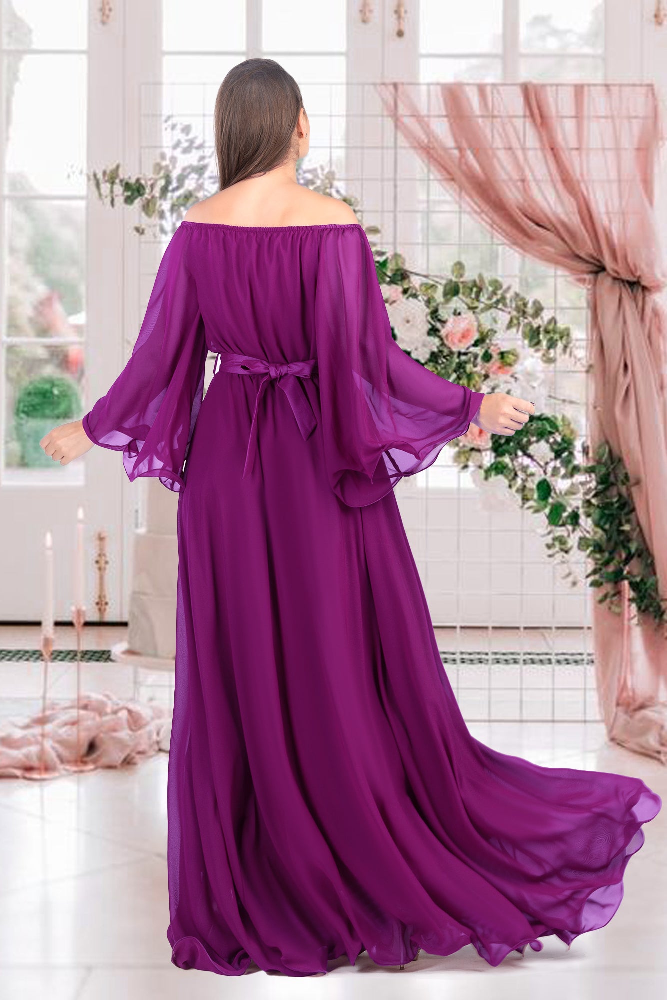 Maxi Dress Orchide Rhinestones Waistband