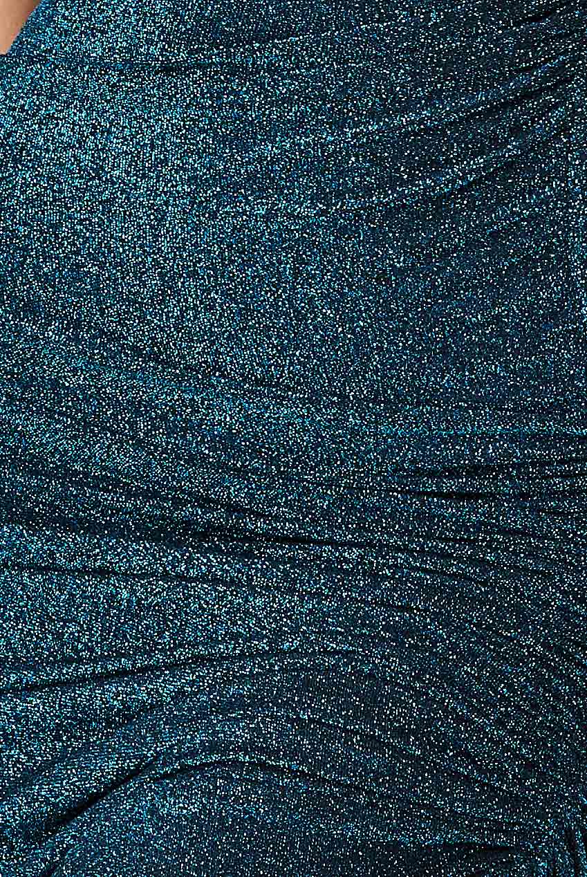 Blár midi-kjóll með snúru á hliðinni í Lurex