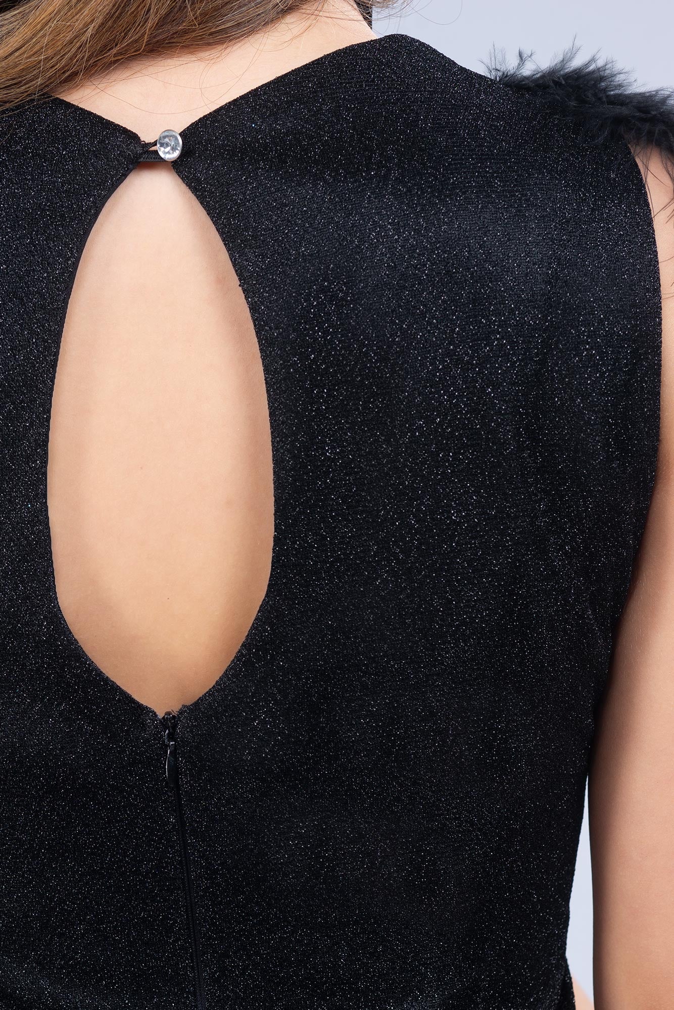 Black Dress Lurex With Feathers