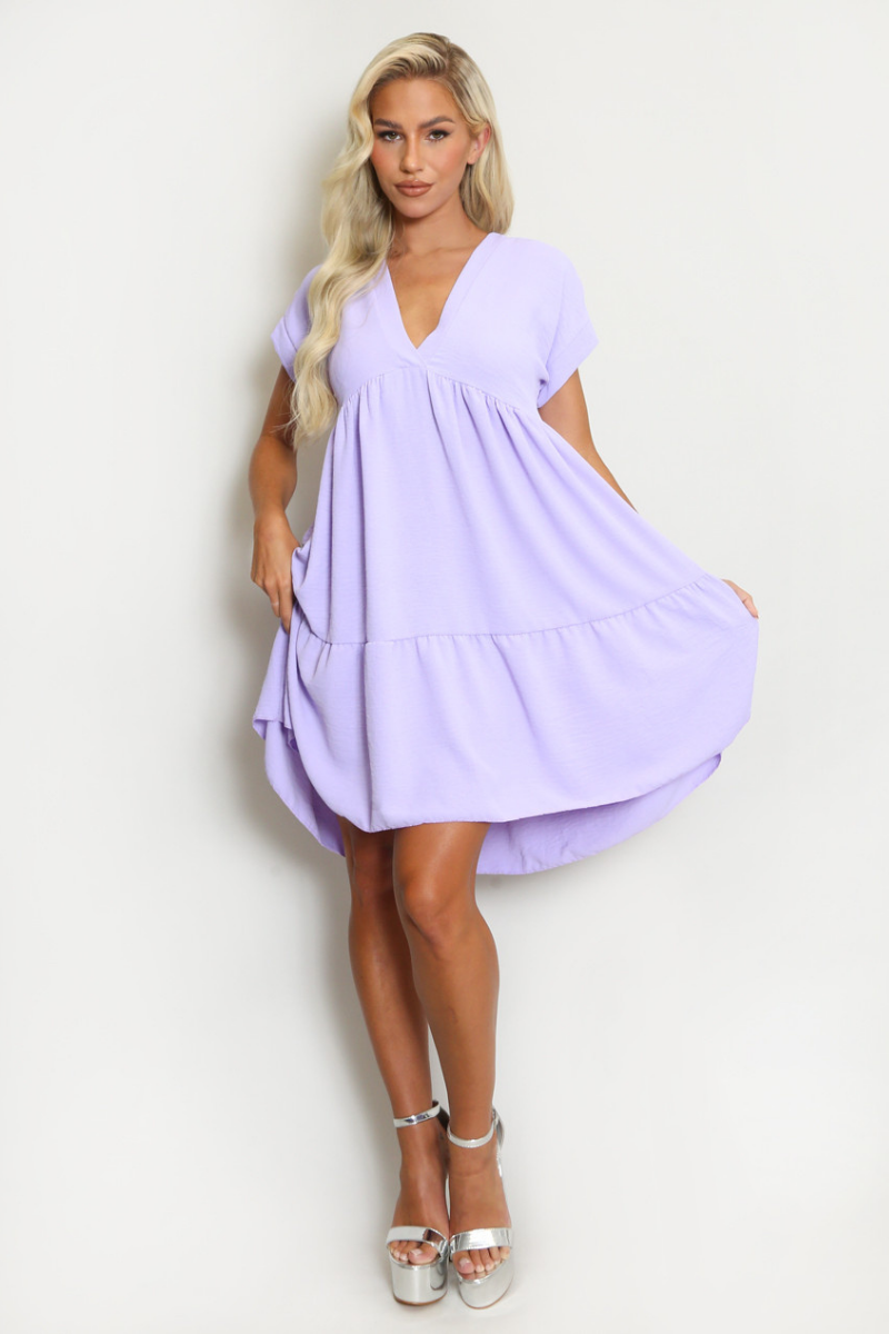 v neck smock dress Soft Lilac V-Neck Smock Dress