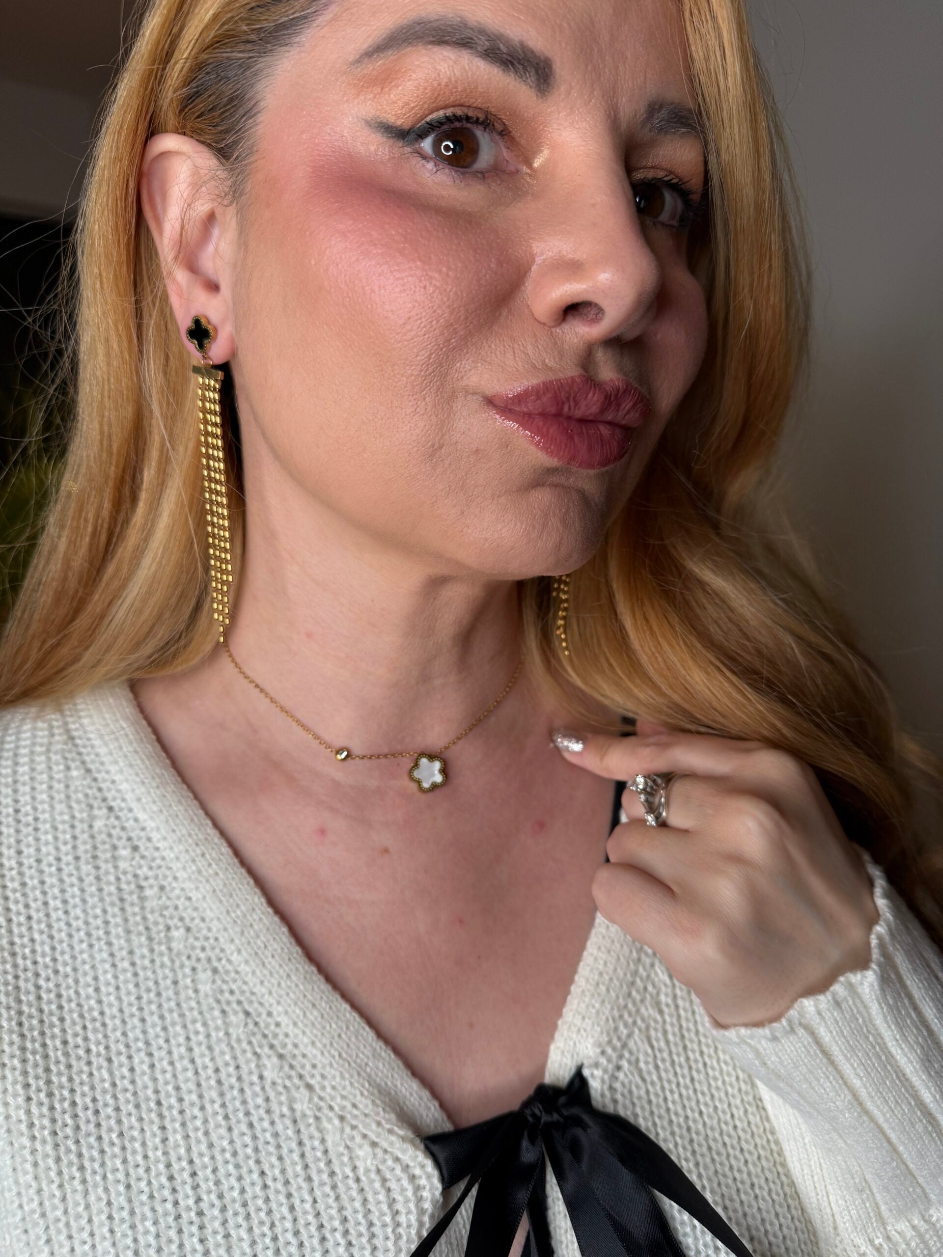 18K gullhúðað blómahálsmen úr ryðfríu stáli