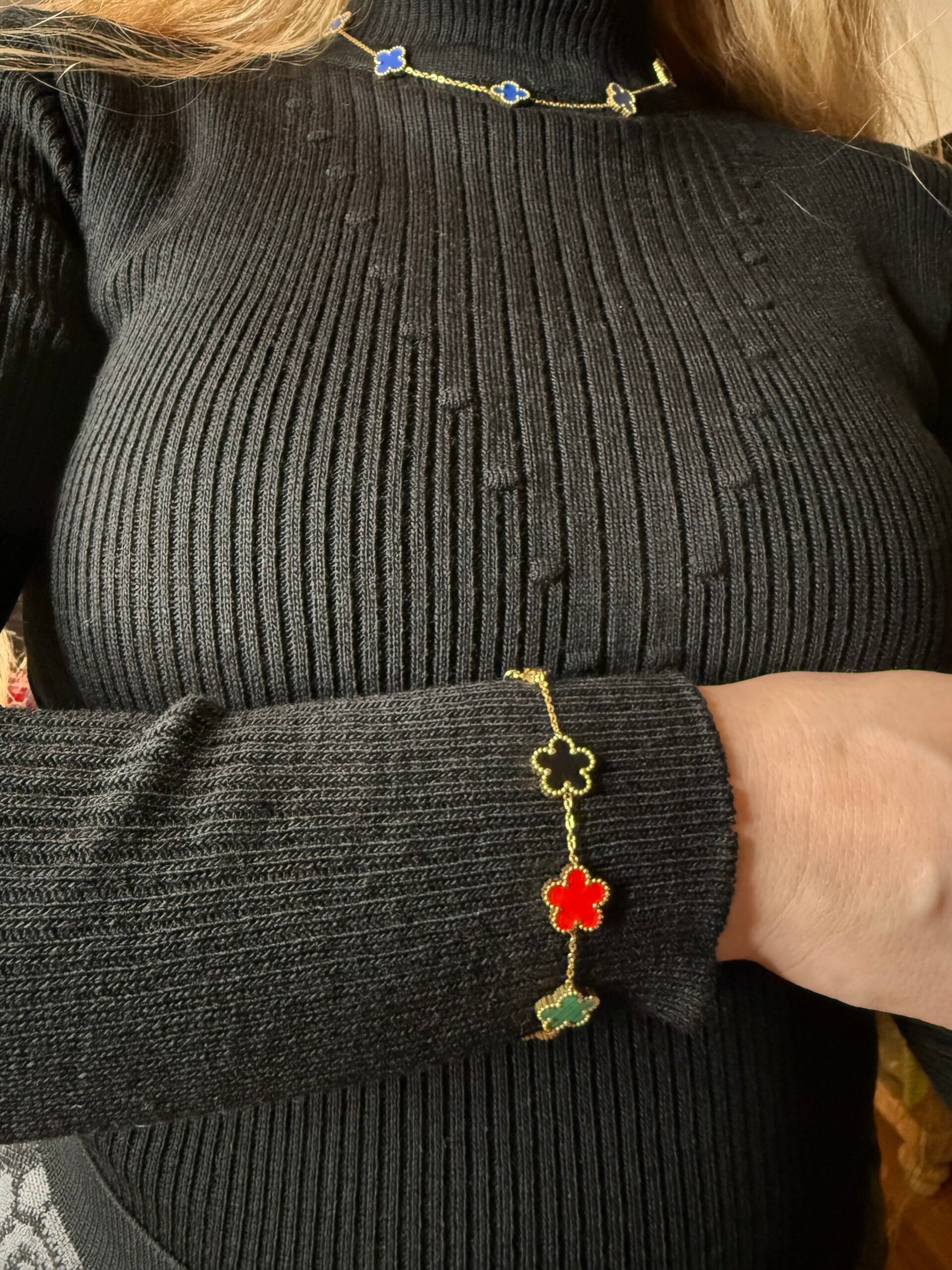 18K gullhúðað ryðfrítt stál blómararmband