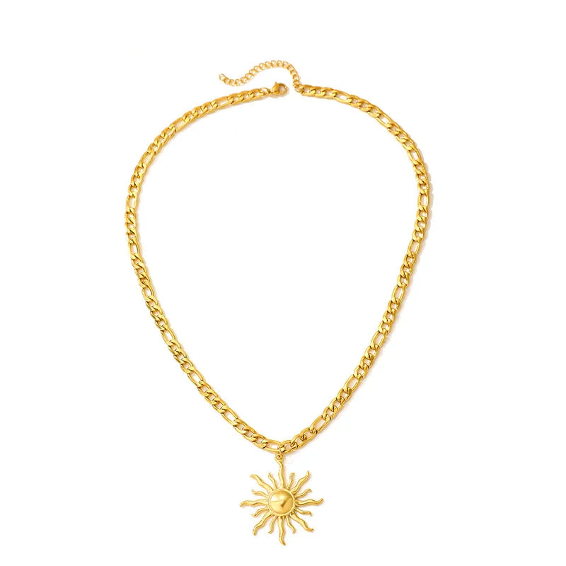 Sun Pendant Necklace – 18K Gold Plated Stainless Steel