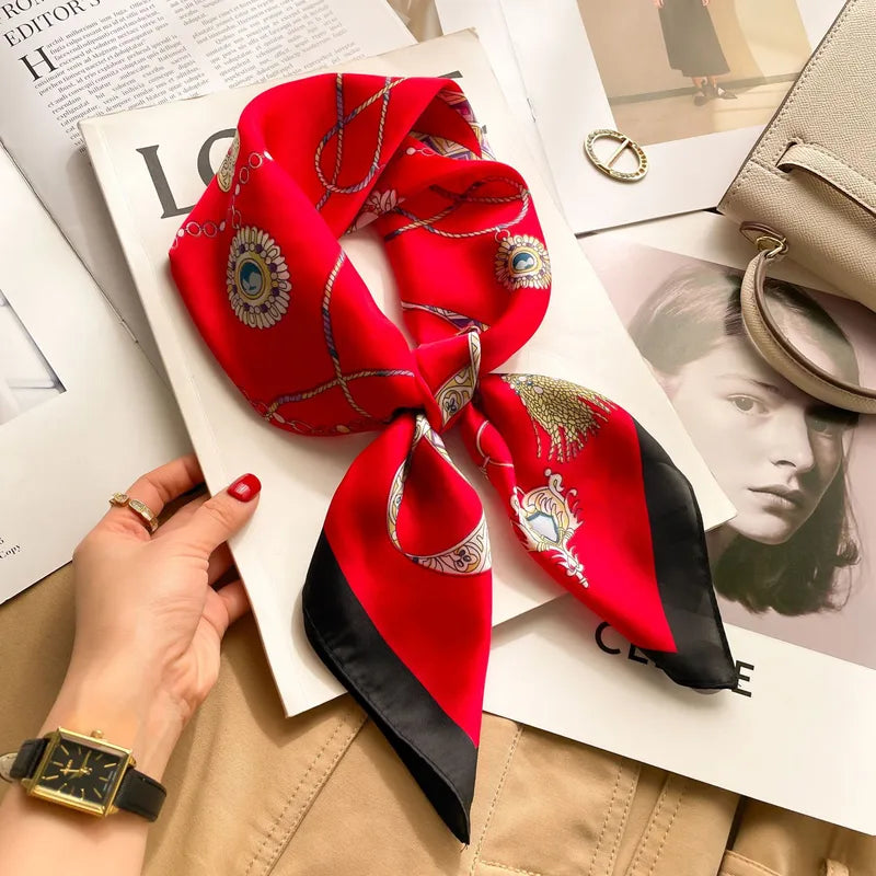 Elegant Ruby Red Satin Scarf