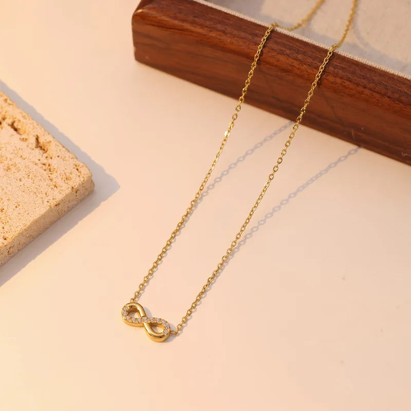 Infinity Necklace with Zircon – 18K Gold Plated Stainless Steel