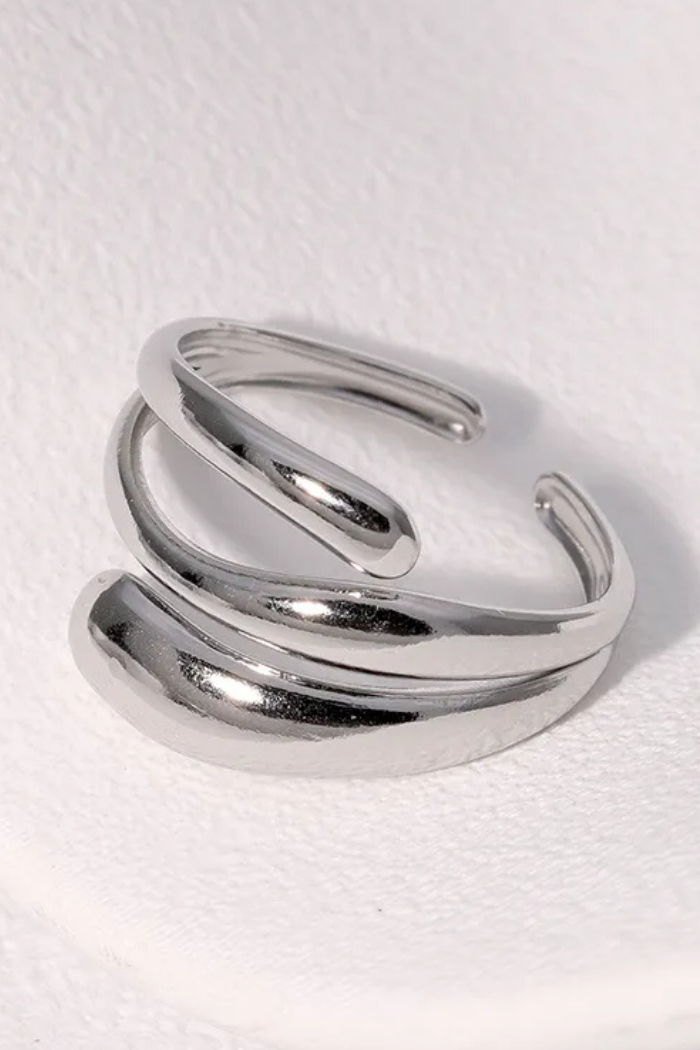18K Silver PVD Geometric Open Ring